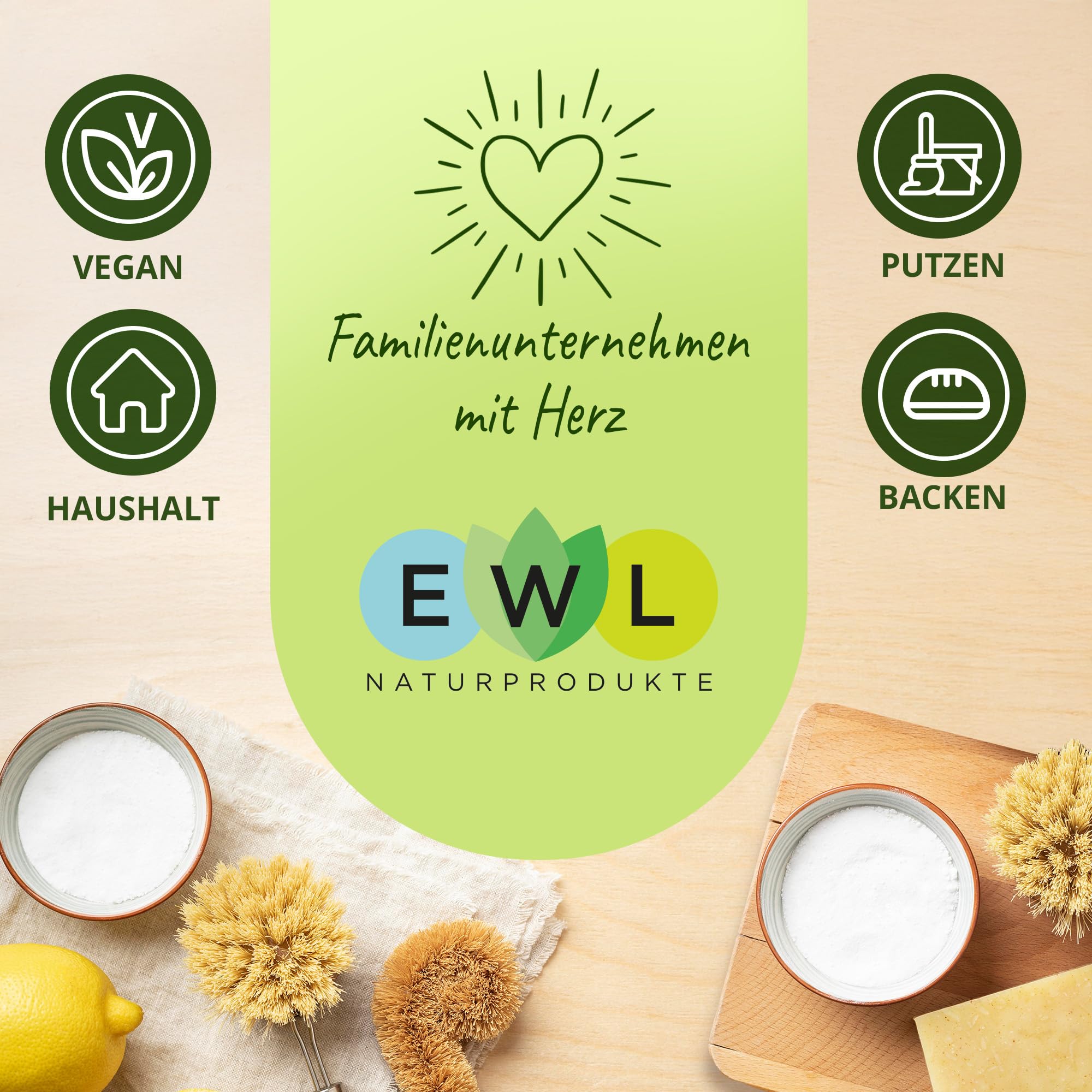EWL Naturprodukte Natron Pulver 900 g, Backing Soda, Natronpulver in hochreiner Lebensmittelqualität, Herstellung und Abfüllung in Deutschland