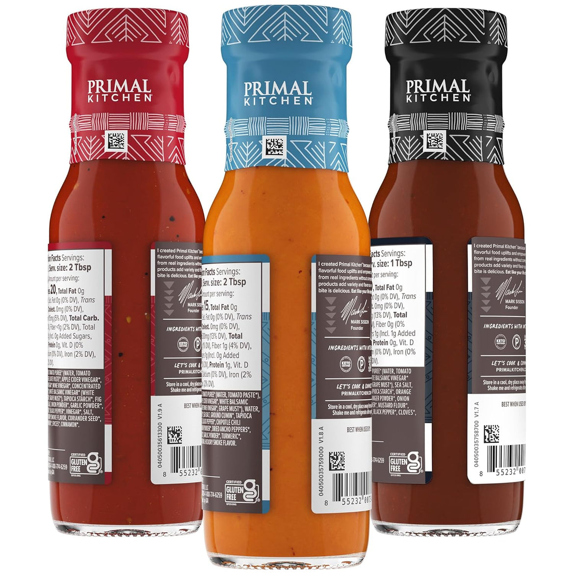 Primal Kitchen Organic Original BBQ, Golden BBQ & Steak Sauce 3-Pack, Made with Real Ingredients, No Cane Sugar or Corn Syrup