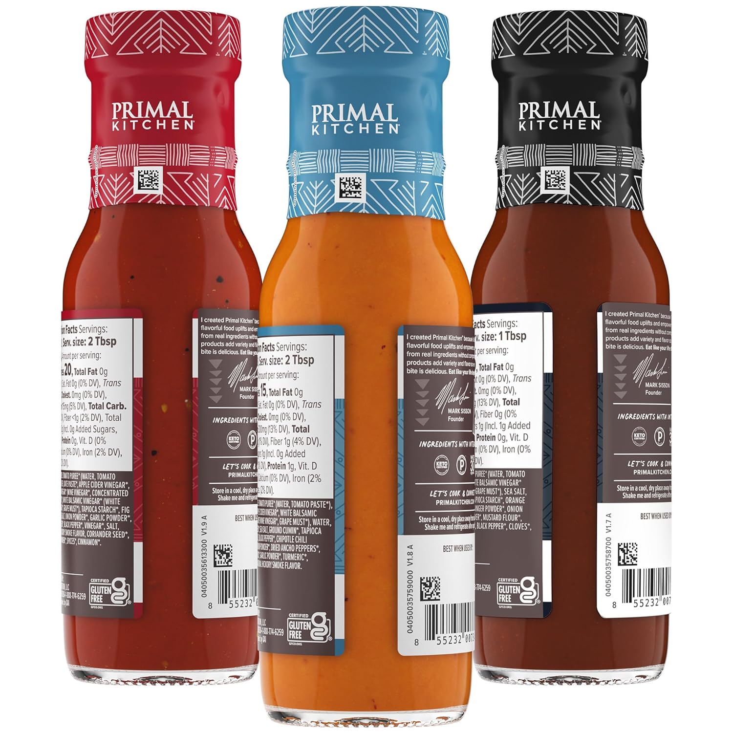 Primal Kitchen Organic Original BBQ, Golden BBQ & Steak Sauce 3-Pack, Made with Real Ingredients, No Cane Sugar or Corn Syrup