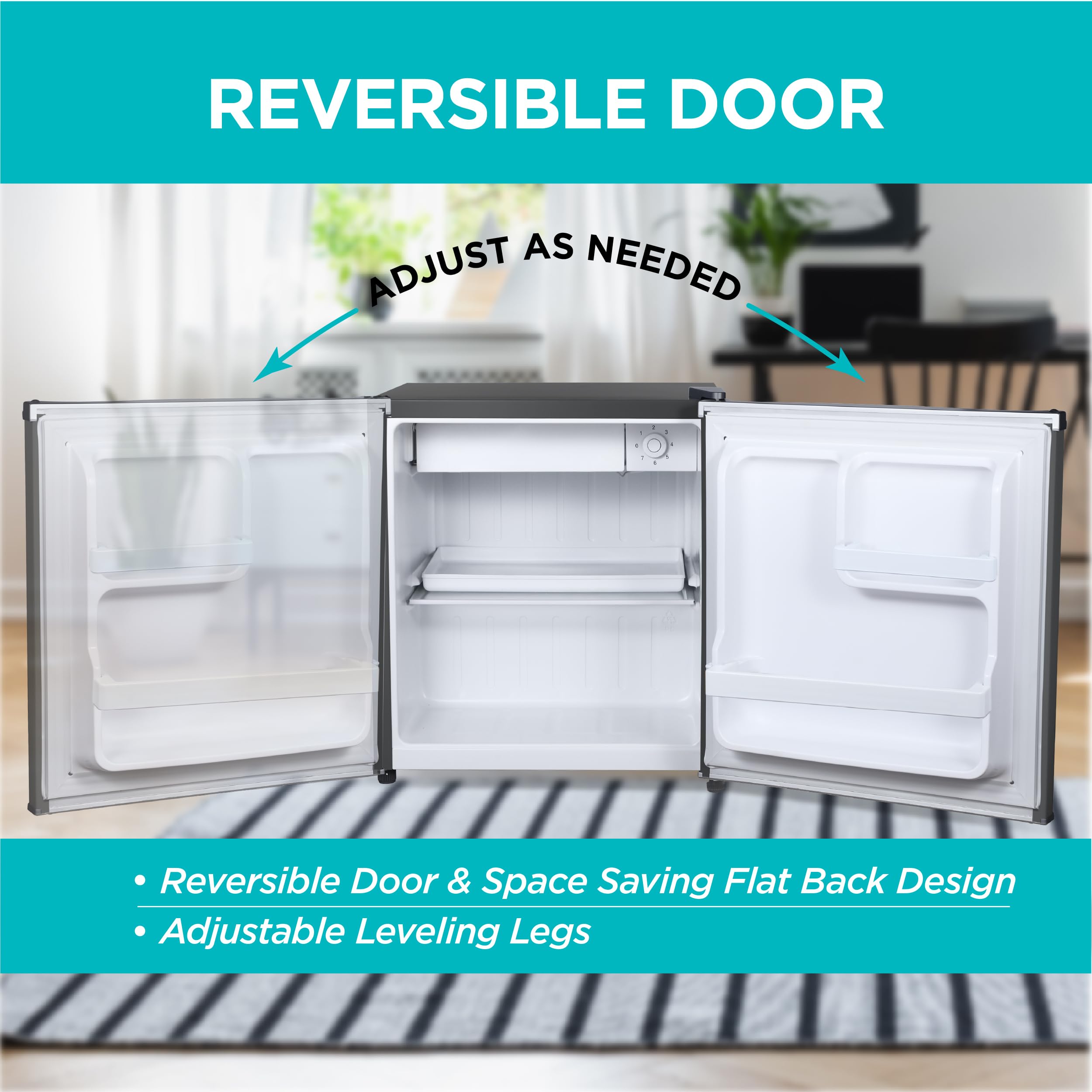 BLACK+DECKER 1.7 Cu. Ft. Compact Refrigerator, ENERGY STAR Certified, Single Door Mini Fridge with Chiller Compartment, Personal Fridge for Home or Dorm Room, R600a Refrigerant, BCRK17W, White