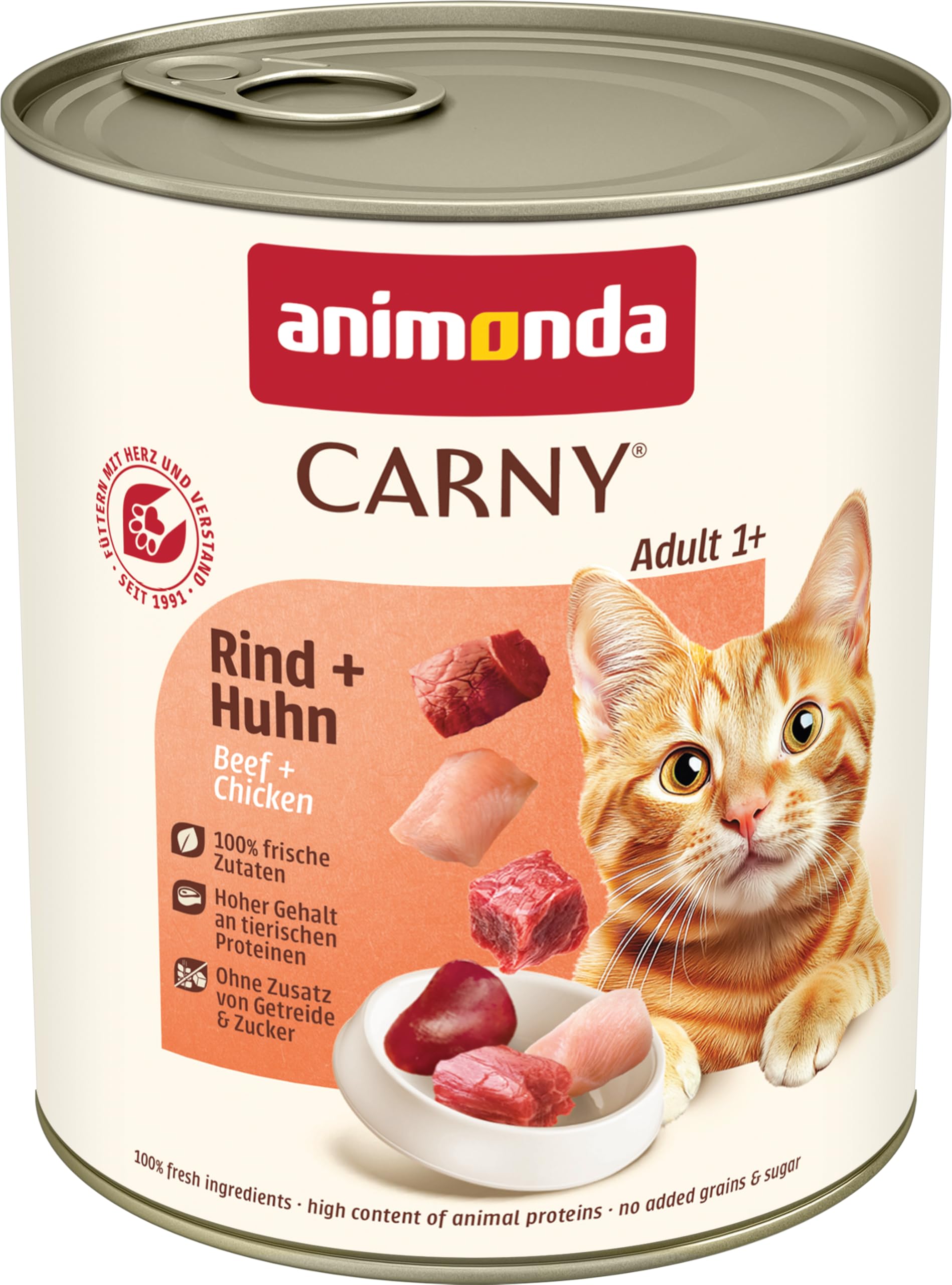 animonda Carny Adult Huhn + Lachs (6 x 400 g), Katzennassfutter für ausgewachsene Katzen, Nassfutter mit 100 % frischen, fleischlichen Zutaten, Katzenfutter ohne Getreide und Zucker