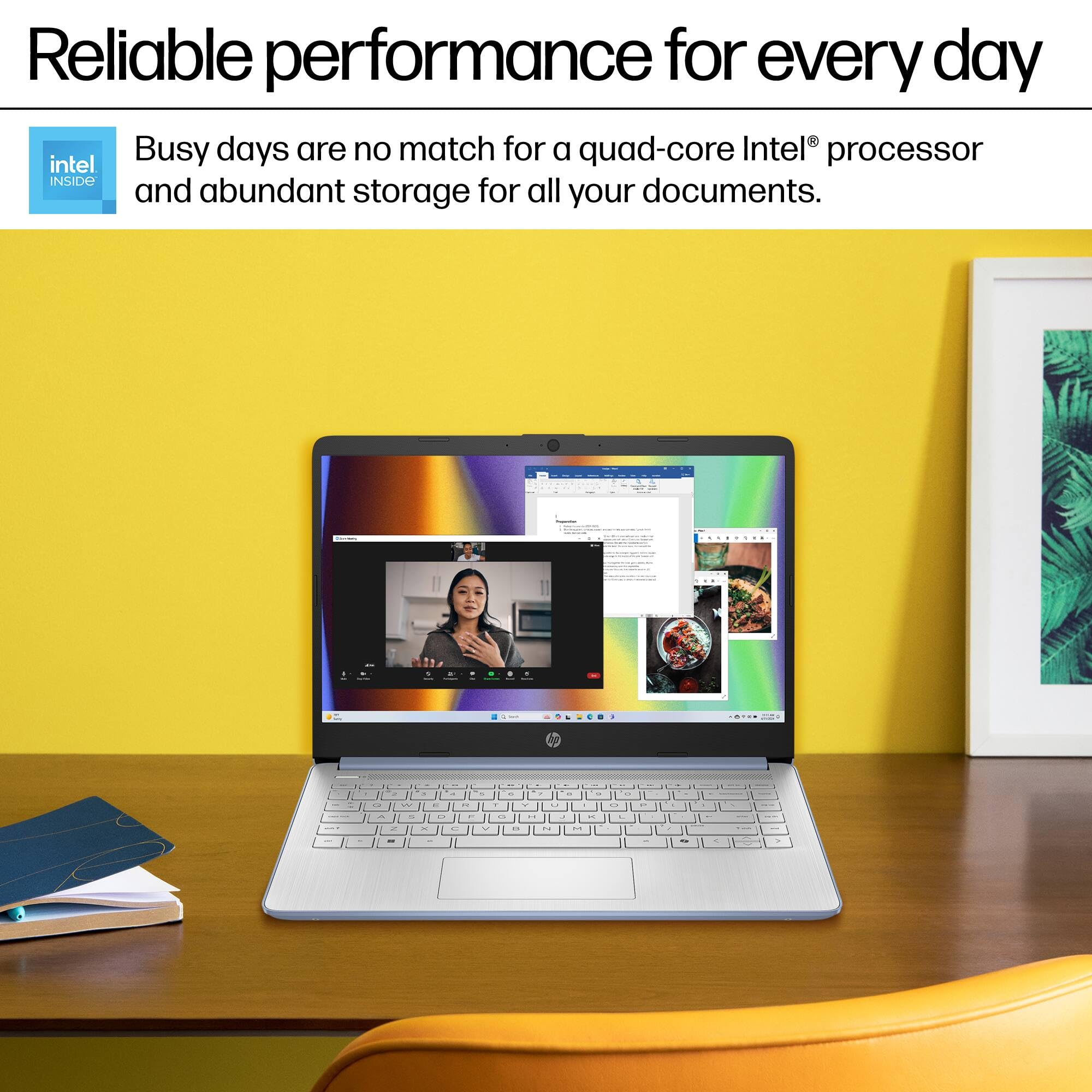 HP Laptop Computer for Students, 2026 Edition AI PC, 1 Year Office 365, Intel Processor, 16GB RAM, 128GB UFS, Long Battery Life, Webcam, WiFi 6, Type-c HUB Included, Windows 11 Home S, Sky Blue