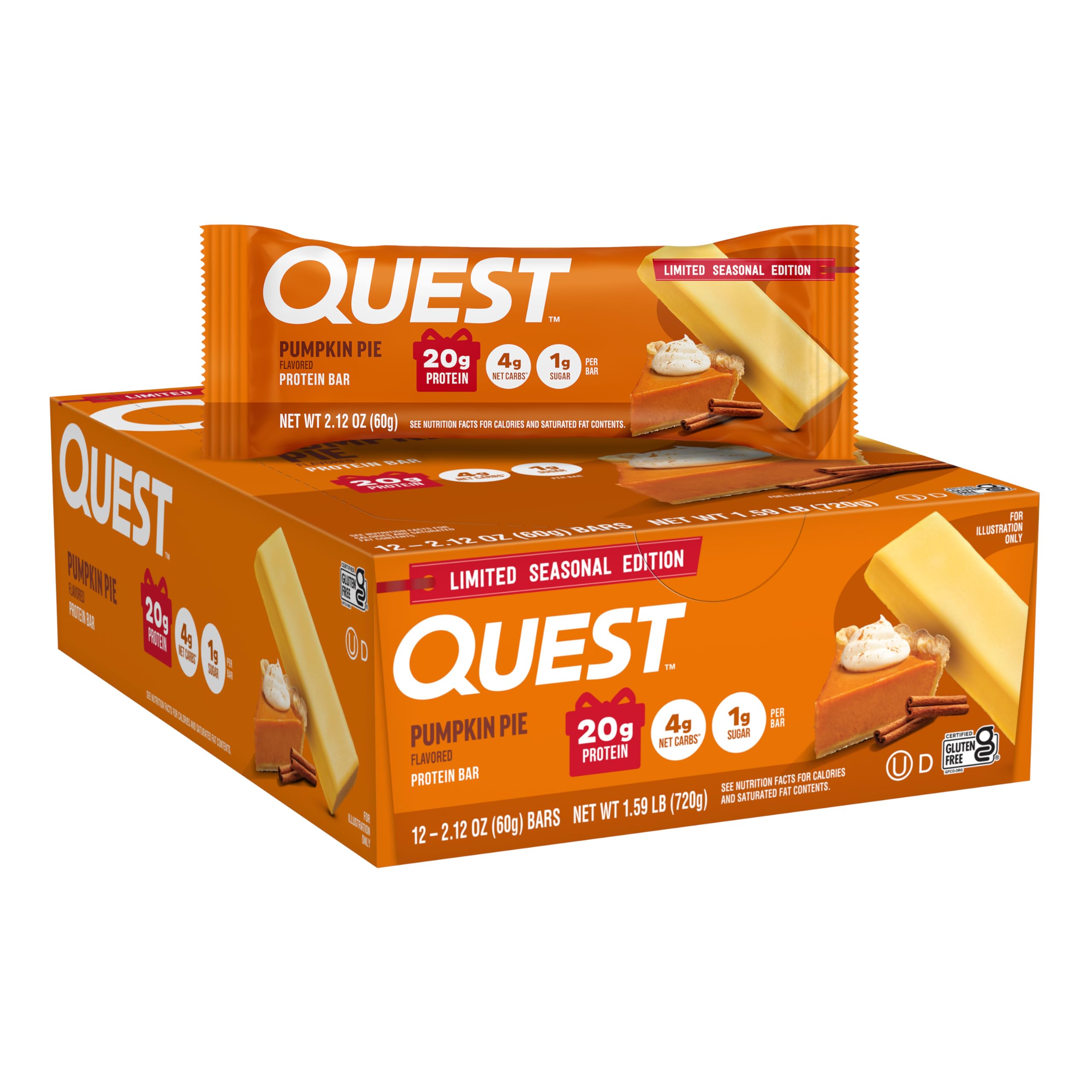 Quest Nutrition Chocolate Chip Dough Cookie Protein Bars, 21g Protein, 1g Sugar, 4g Net Carbs, High Fiber, Gluten Free, Keto-Friendly, 12 Count