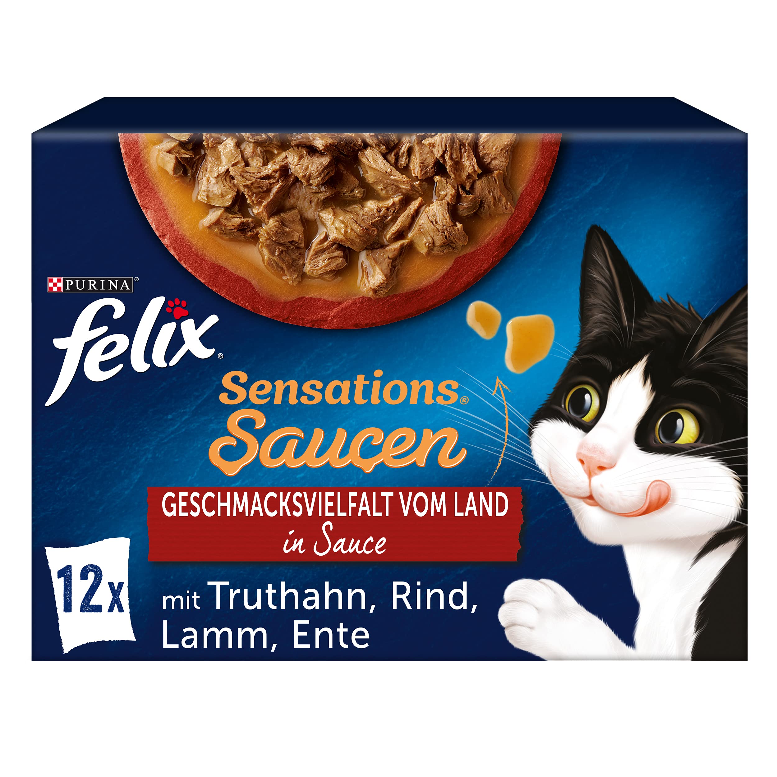 Felix Sensations Saucen Katzenfutter nass, Sorten-Mix, 4er Pack (4 x 24 Beutel à 85g)