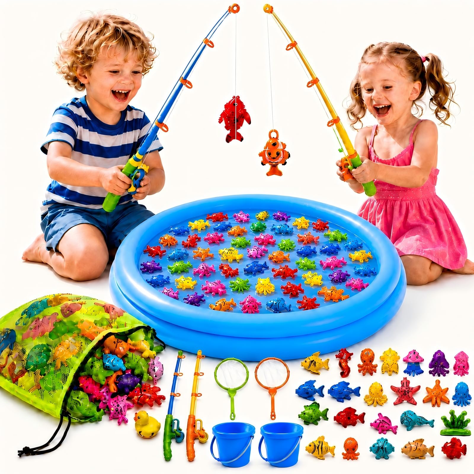 30 Pcs. Angelspiel Magnetisch Wasserspielzeug Kinder Outdoor Pool Spielzeug Kinder ab 3 4 5 Jahre Badewannenspielzeug Badespielzeug Gartenspielzeug für Kinderpool/Planschbecken/Strand