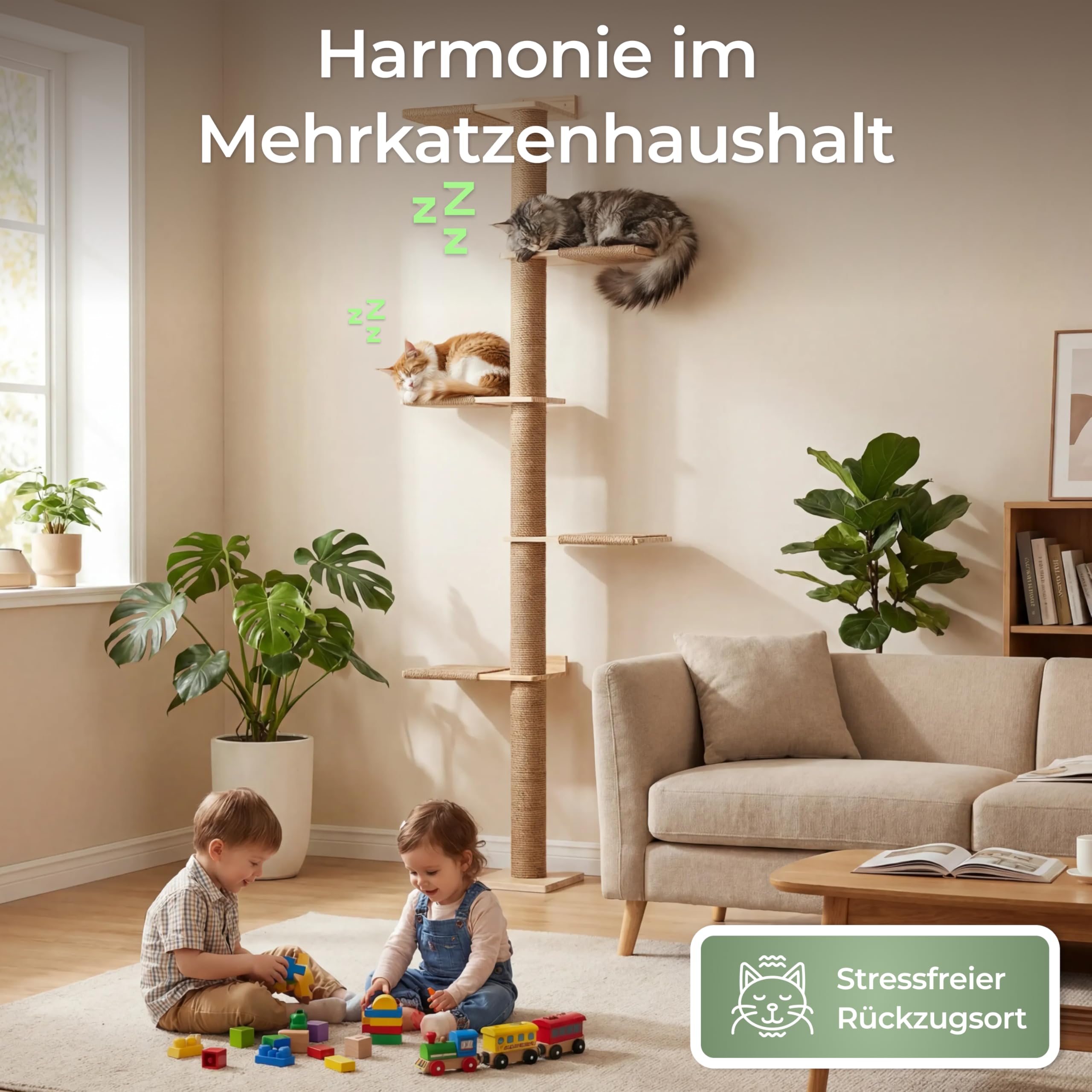 WOOWOOD® 2X Kletterwand Katzen - 3X Katzentreppe Wand [Beste Stabilität] - Kratzbaum Wand, Hängematte Katze, Wandkratzbaum, Katzenmöbel, Katzenwand, Katzen Kletterwand Set (5 teilig)