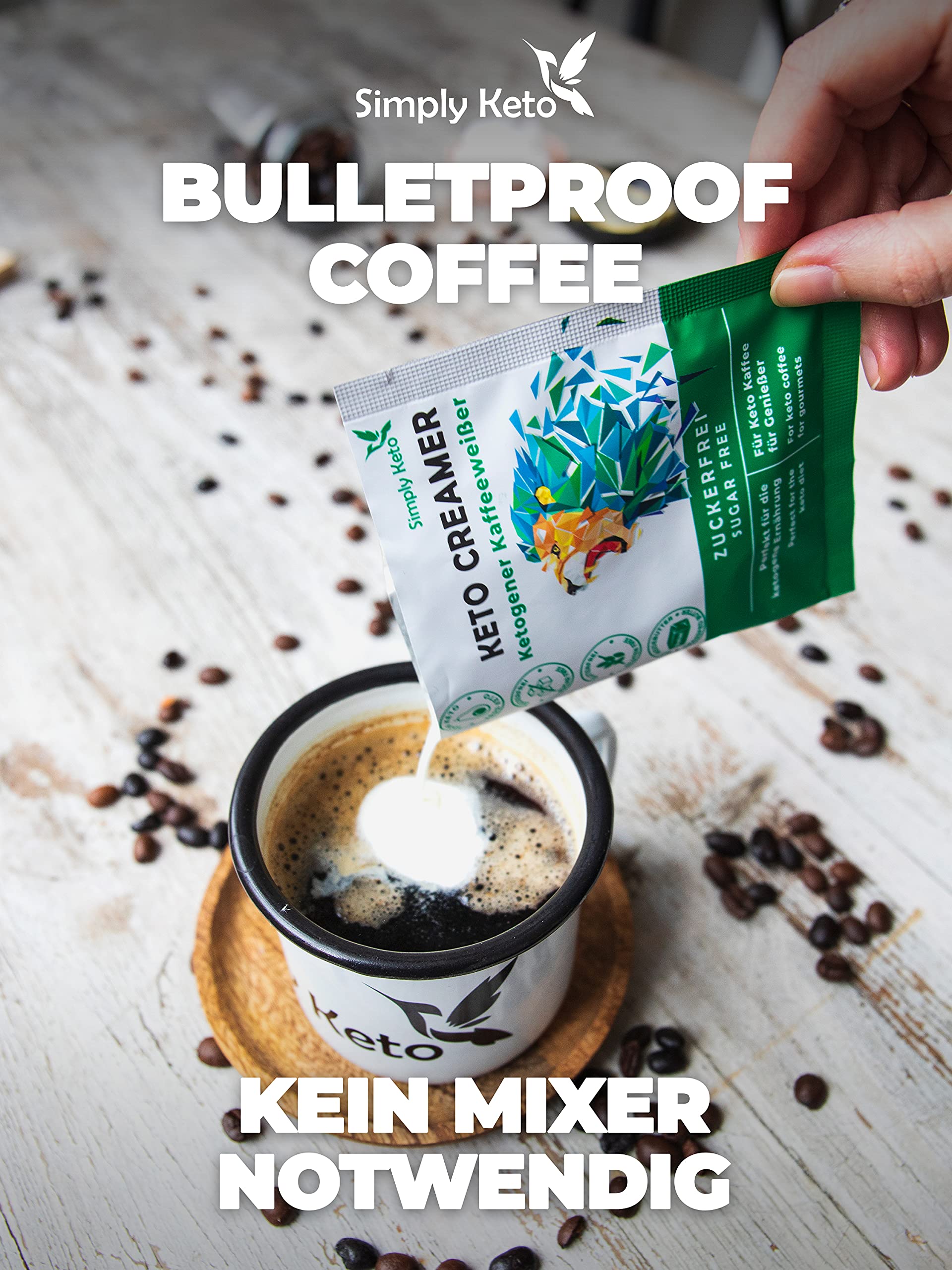 Simply Keto Keto Creamer Vorratsdose 450g - Ohne Zuckerzusatz ketogener Kaffeeweißer für leckeren Milchkaffee - Mit Kokosöl & Weidebutter - Ohne Zucker & Kohlenhydrate - Optimiert für Geschmack