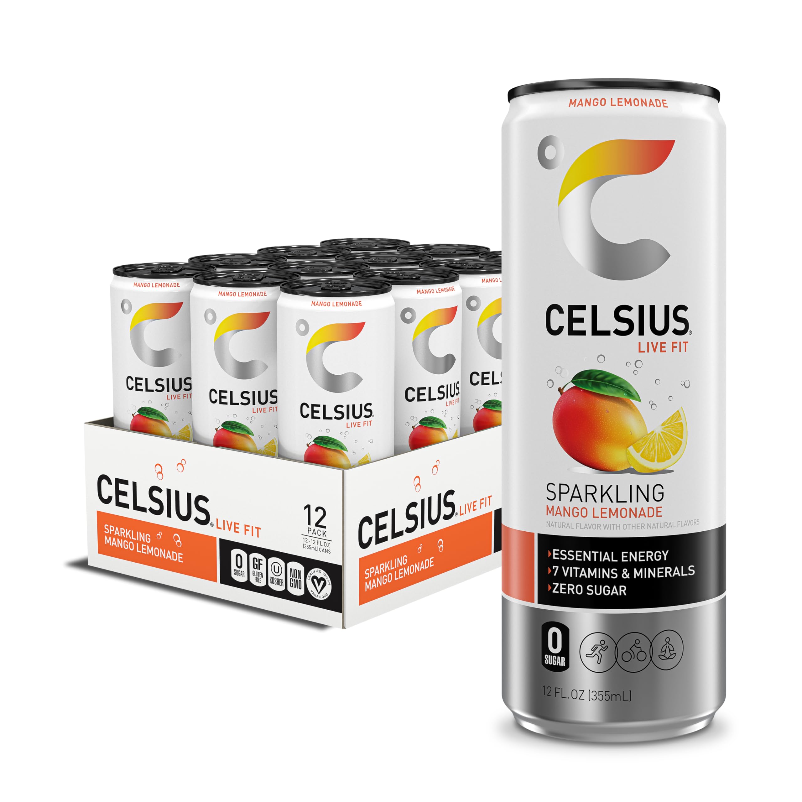 CELSIUS Sparkling Kiwi Guava, Functional Essential Energy Drink 12 Fl Oz (Pack of 12)