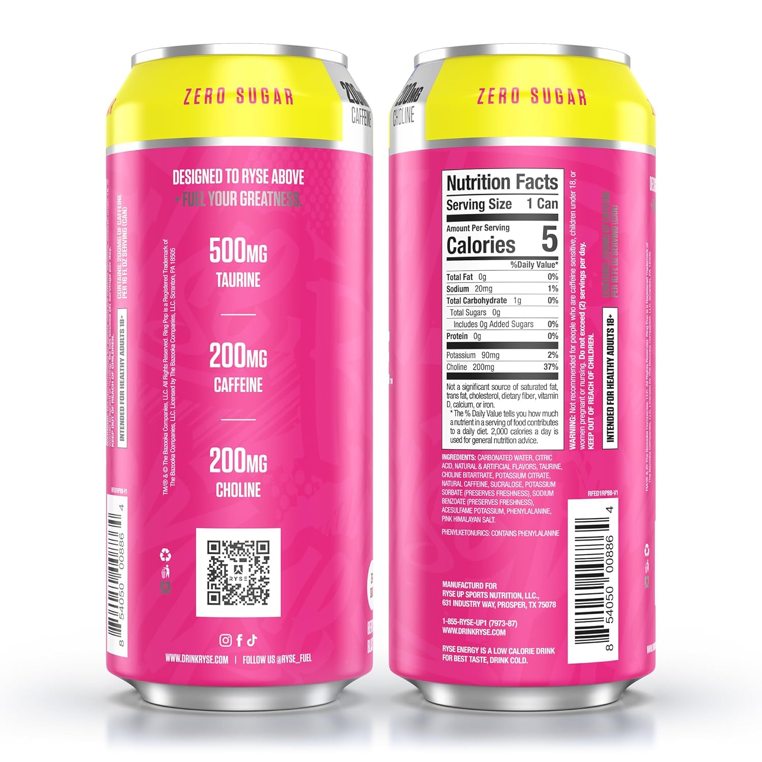 RYSE Fuel Energy Drink - Variety Pack - Sugar Free, Gluten Free & Vegan - 200mg Natural Caffeine, Taurine & Choline for Focus & Energy - No Artificial Colors - 16 fl oz Cans (12-Pack)