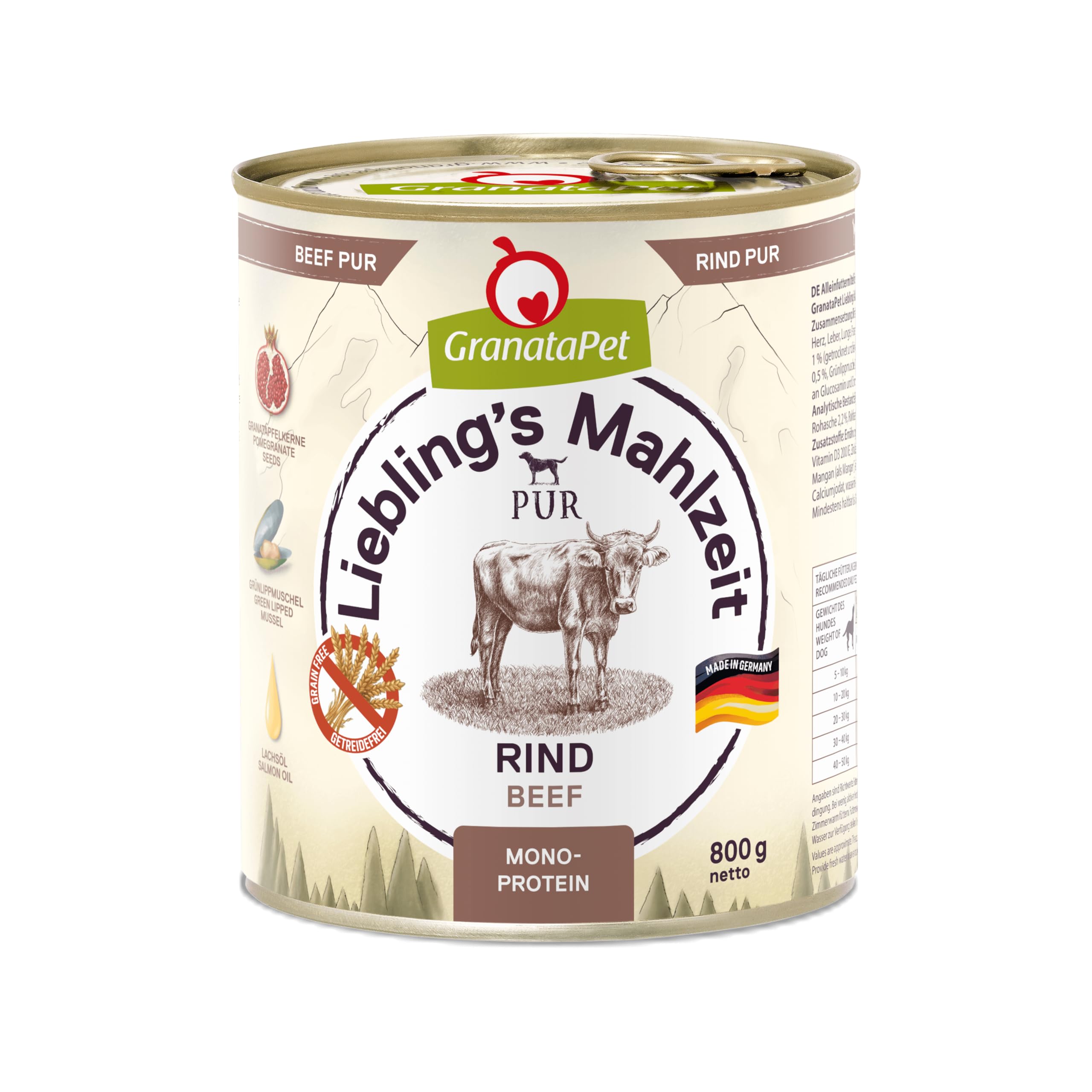 GranataPet Liebling's Mahlzeit Multipack 2, Nassfutter für Hunde im Probierpaket, Alleinfuttermittel ohne Getreide, Hundefutter mit hohem Fleischanteil & hochwertigen Ölen, 6 x 800 g