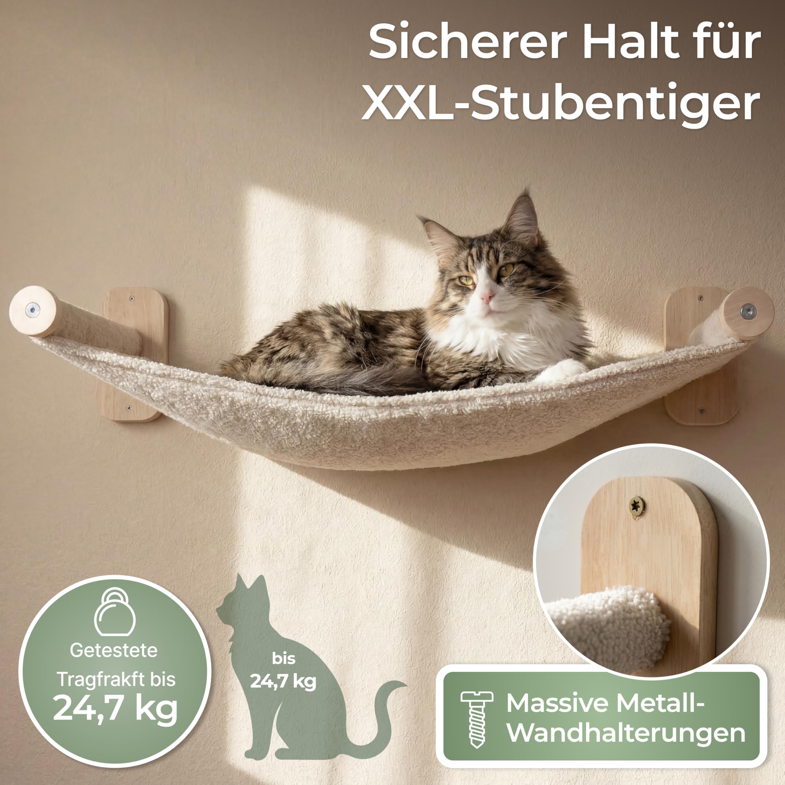 WOOWOOD® 2X Kletterwand Katzen - 3X Katzentreppe Wand [Beste Stabilität] - Kratzbaum Wand, Hängematte Katze, Wandkratzbaum, Katzenmöbel, Katzenwand, Katzen Kletterwand Set (5 teilig)