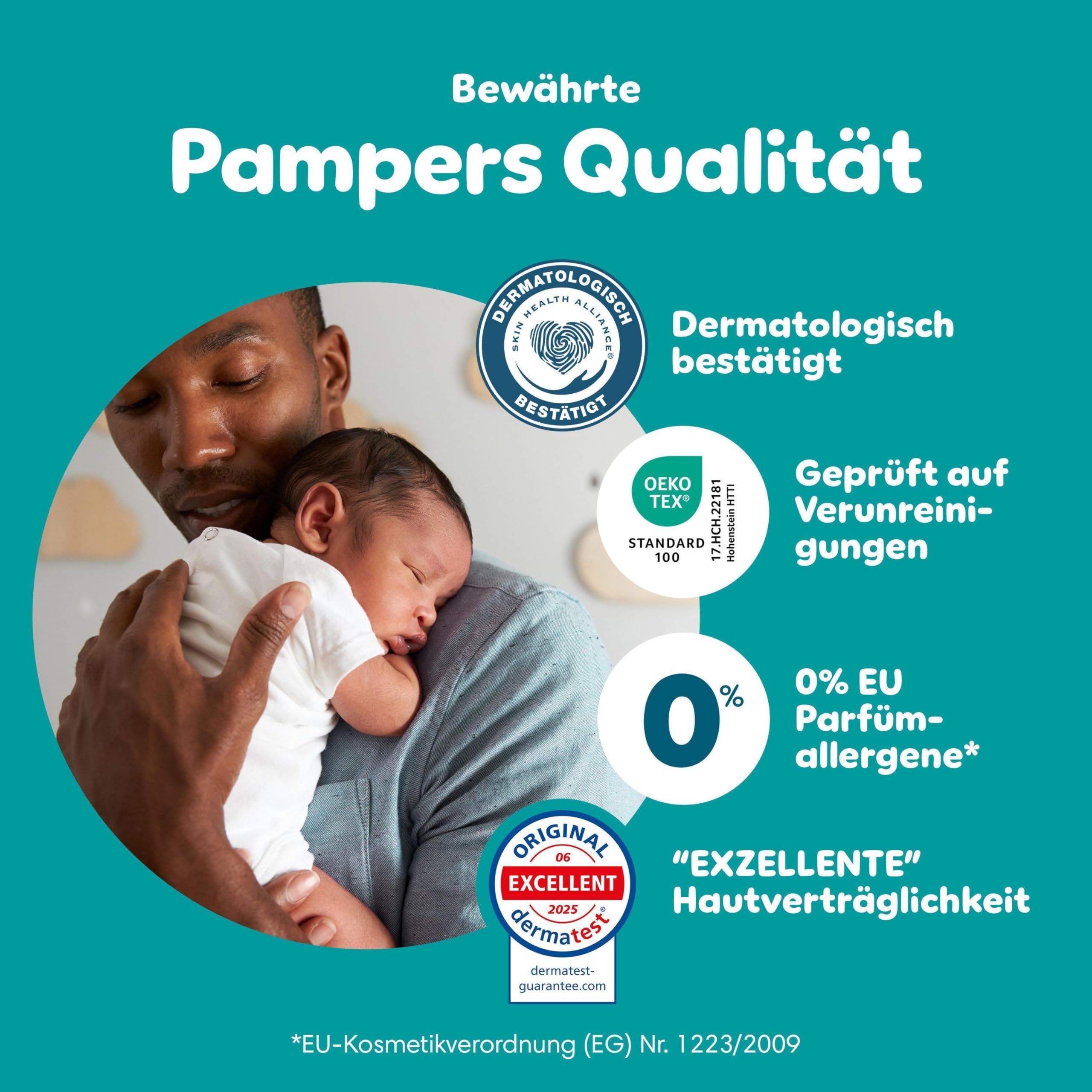 Pampers Baby-Dry Größe 8, 144 Windeln, 17kg+, Bis zu 100% Auslaufschutz & Komfort die ganze Nacht