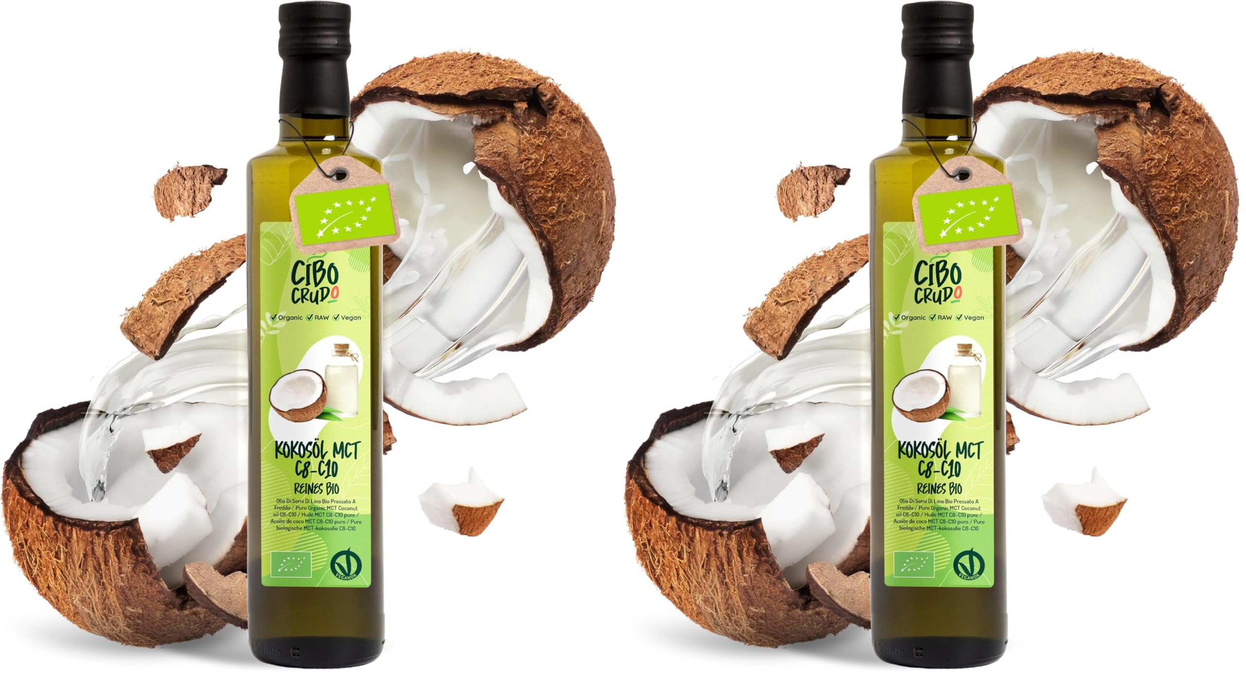C8 MCT Öl Bio - 1 Lt. Biologische und Rein mct öl c8 für Keto Paleo oder zur Anwendung auf Körper und Haar. Veganes und Vegetarisches.