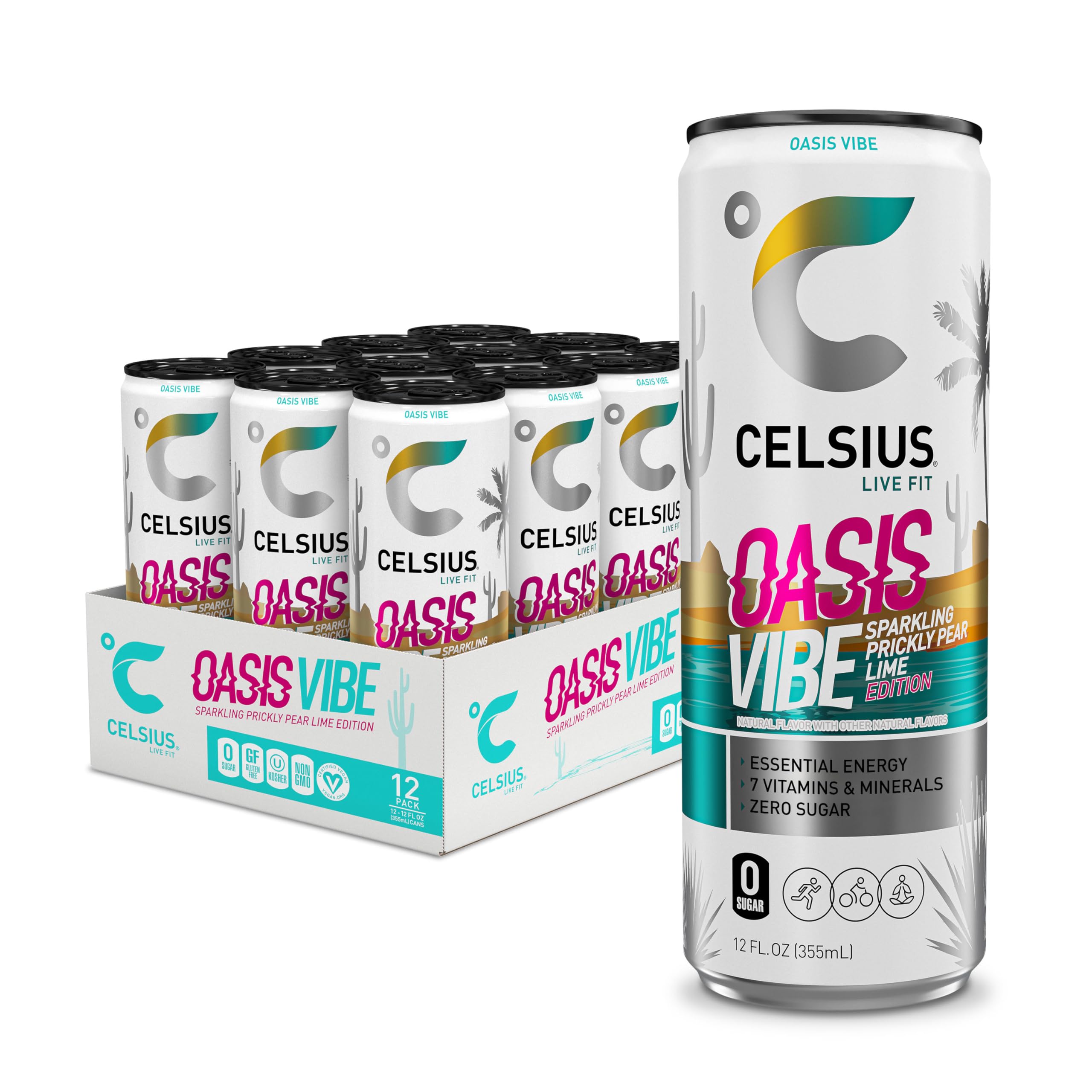 CELSIUS ASTRO VIBE Sparkling Blue Razz, Sugar Free Energy Drink, 12 Fl Oz (Pack of 12)
