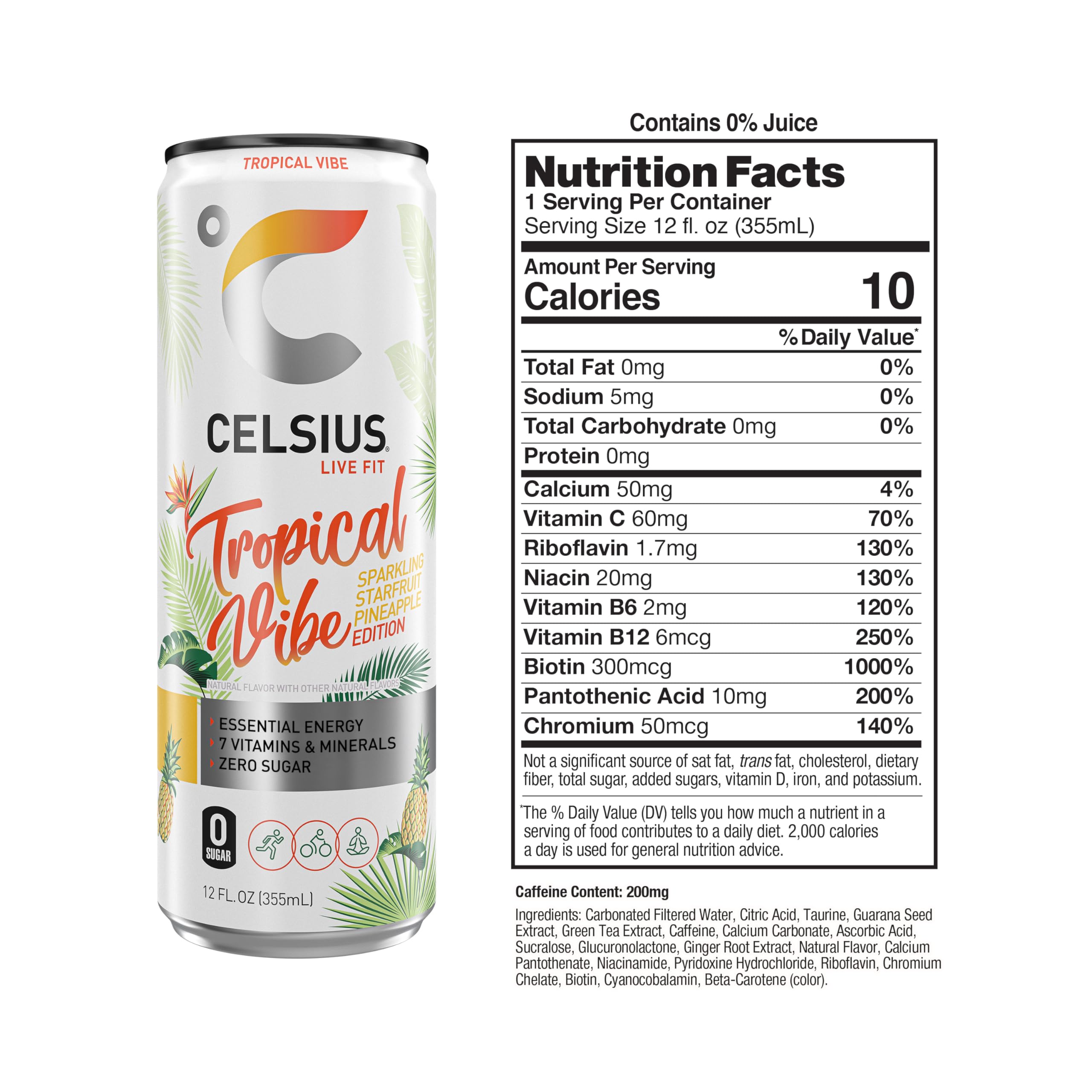 CELSIUS ASTRO VIBE Sparkling Blue Razz, Sugar Free Energy Drink, 12 Fl Oz (Pack of 12)