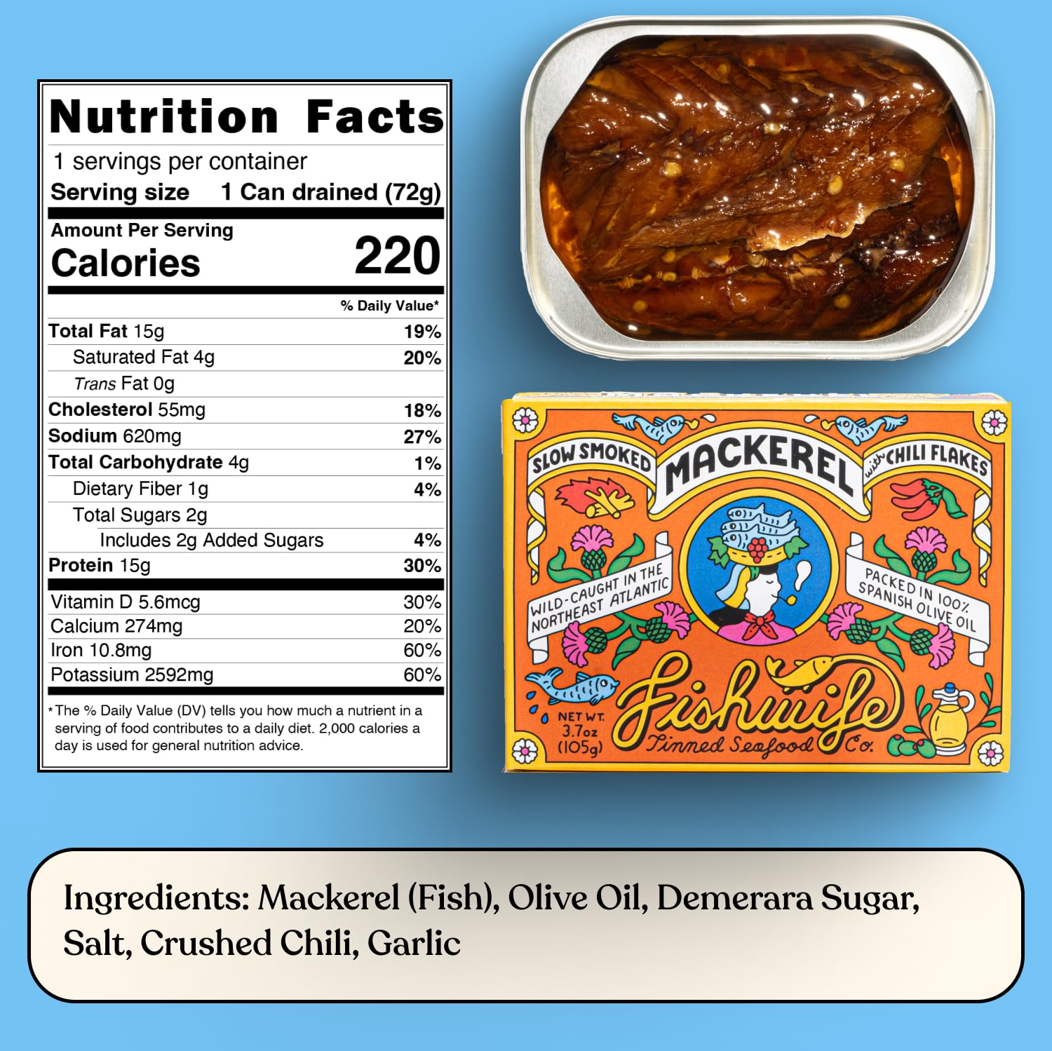 Fishwife Smoky Trio 3-Pack (Smoked Rainbow Trout, Smoked Salmon, Smoked Mackerel) | Gluten-Free, High Protein, Omega-3s | Hand-Packed