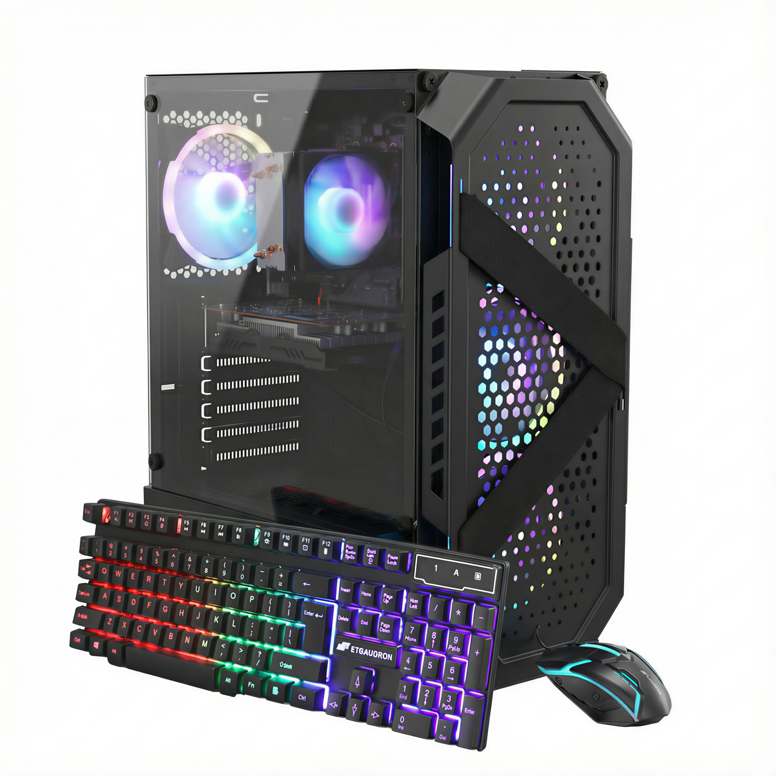 STGAubron Prebuilt Gaming PC Desktop, Radeon RX 550 4G, Intel Core i5 up to 3.6GHz, 16G RAM, 512G SSD, WiFi 6, BT 5.0, RGB Fan x2, Windows 11 Home