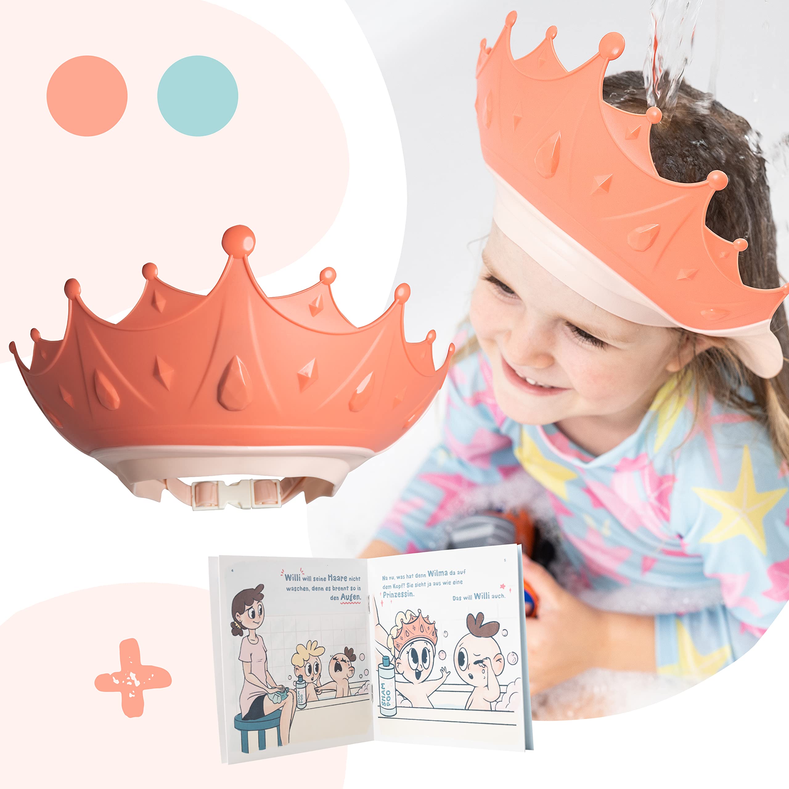 Duschhaube Kinder –- eine Duschhaube für sorgenfreies Haare waschen Kinderschutz (Blau)