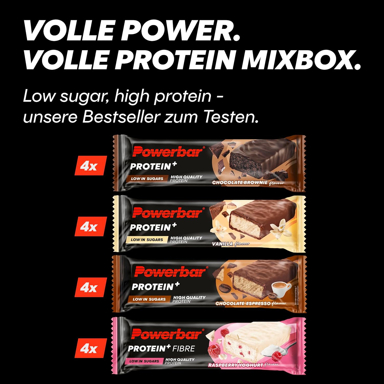 Powerbar - Protein Plus - Low Sugar - Chocolate-Brownie - 30x35g - Riegel mit nur 107 Kcal - Fitnessriegel mit Ballaststoffen
