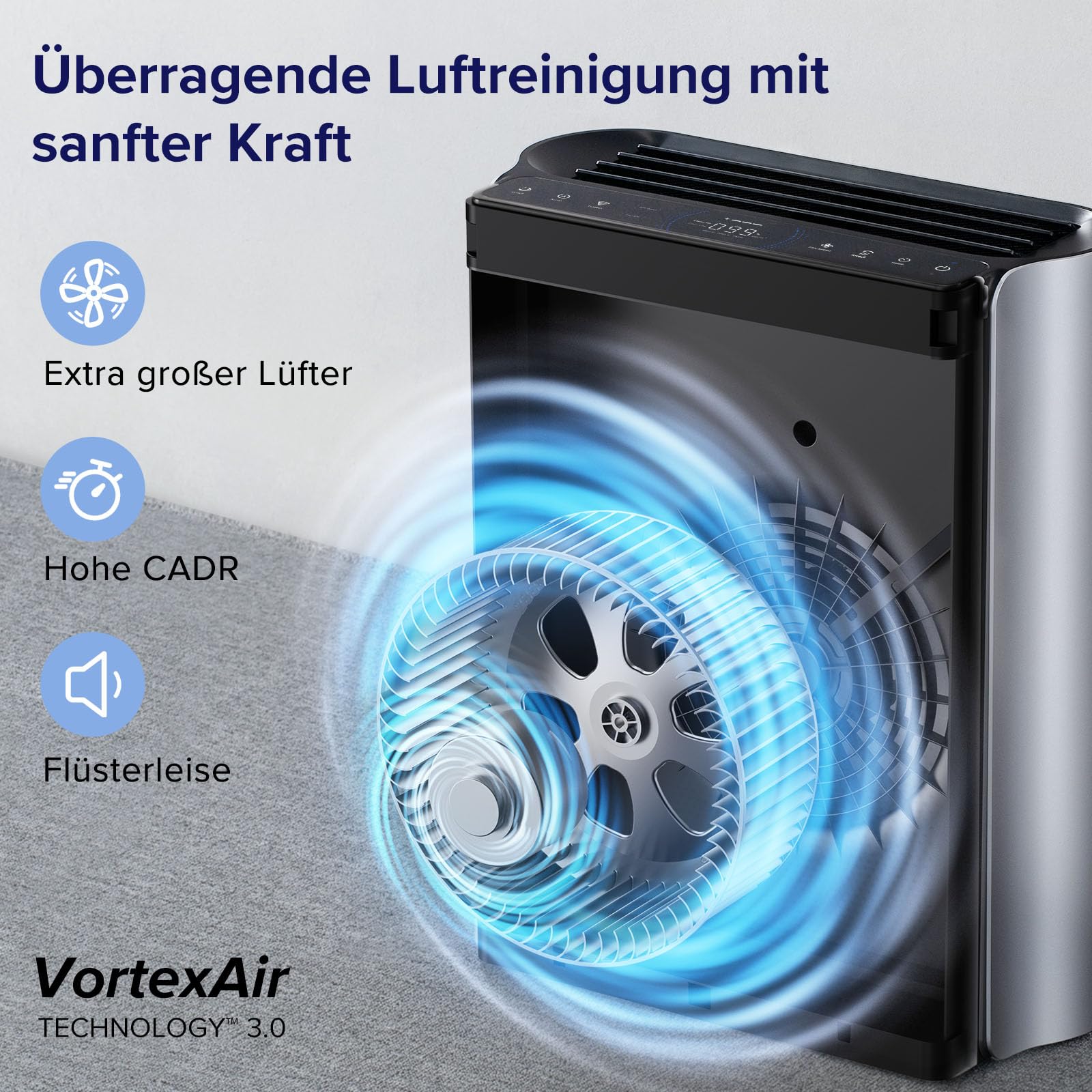 Levoit Luftreiniger mit HEPA Luftfilter gegen 99,97 Prozent Schimmel Staub Pollen Tierhaare, Luftqualitäts-Feedback und Auto-Modus, CADR 240m³/h für Raucherzimmer, bis zu 50m², Weiß