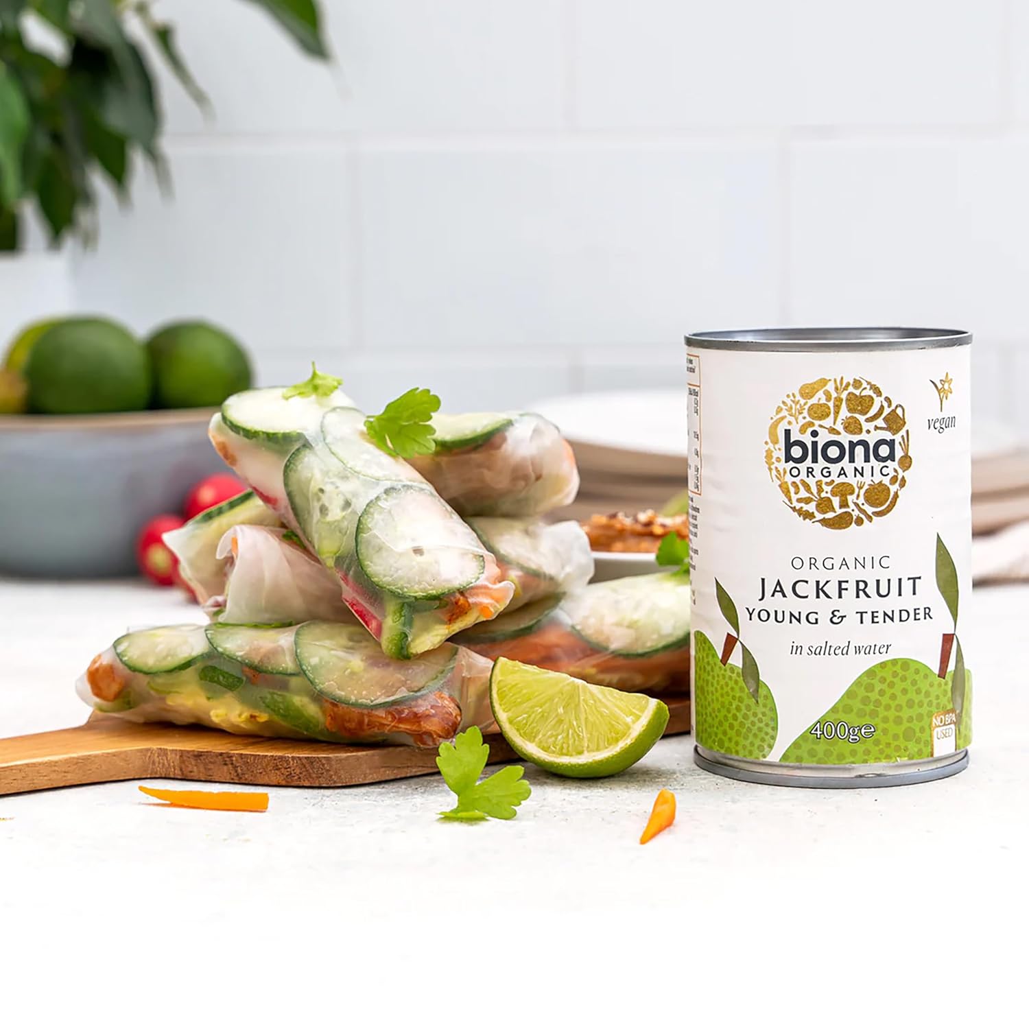 Biona Organic Jackfruit in Salted Water 400g (Pack of 6) - Vegan Meat Substitute, Certified Organic, Perfect for Tacos, Burgers, & Stews