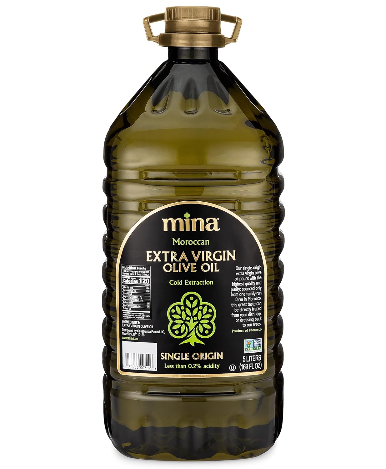 Mina Moroccan Olive Oil Extra Virgin 68 Fl Oz, New Harvest, Polyphenol Rich Olive Oil, Single Origin Extra Virgin Olive Oil, Cold Extraction, Less than 0.2% Acidity, 2 L