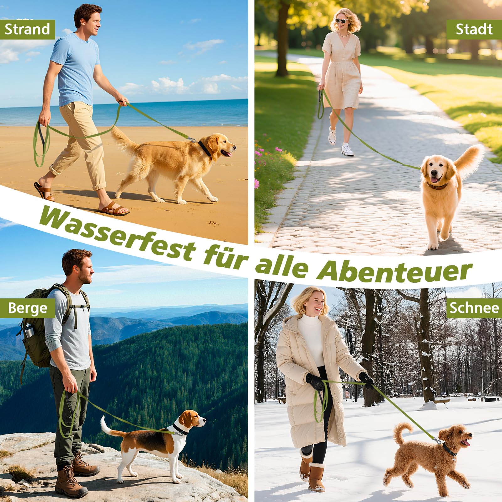 X XBEN Wasserdicht Schleppleine für Hunde,3M 5M 10M 15M 20M 30M Gummierte Schleppleine mit Abschließbarer Karabine,Wasserfest Hundeleine Laufleine für Große bis Kleine Hunde,Robuste Trainingsleine