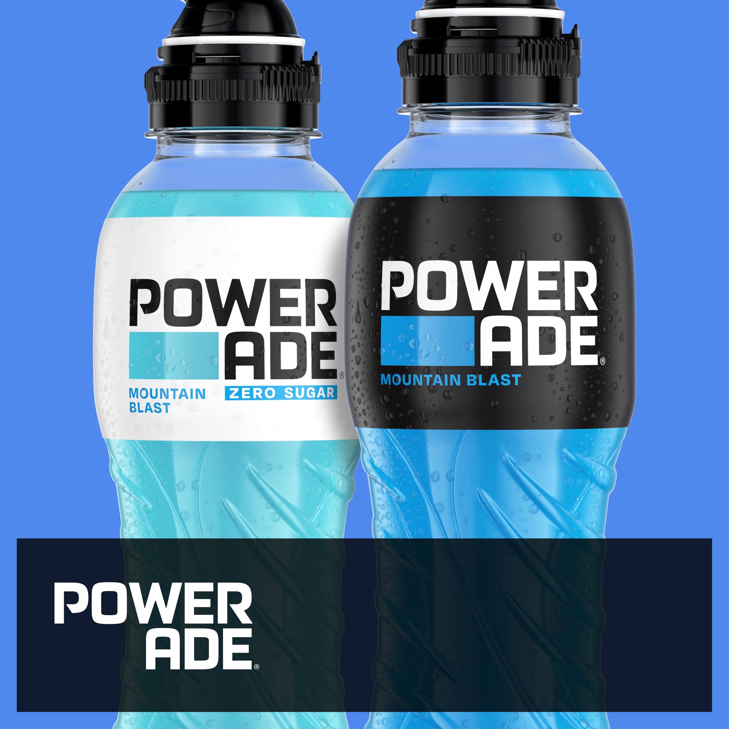 Powerade Sports Mountain Blast, kalorienarmes Sportgetränk mit Fruchtmix-Geschmack, mit Elektrolyten, Sport Drink in stylischen Einweg Flaschen (12 x 500 ml)