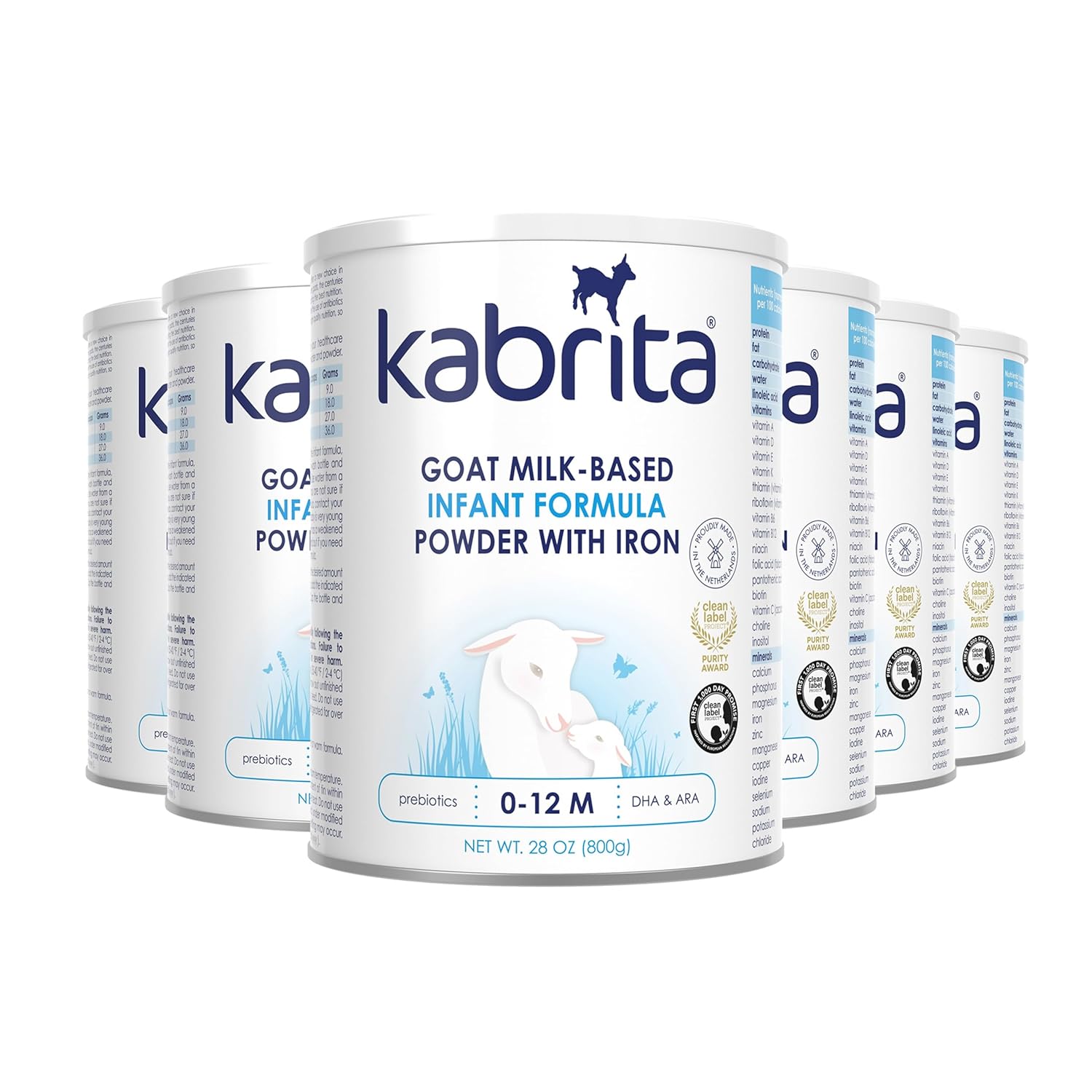 Kabrita Ziegenmilch-Säuglingsnahrung auf Pulverbasis mit Eisen, DHA, ARA und Präbiotika, für Säuglinge von 0–12 Monaten, gentechnikfrei, 794 g