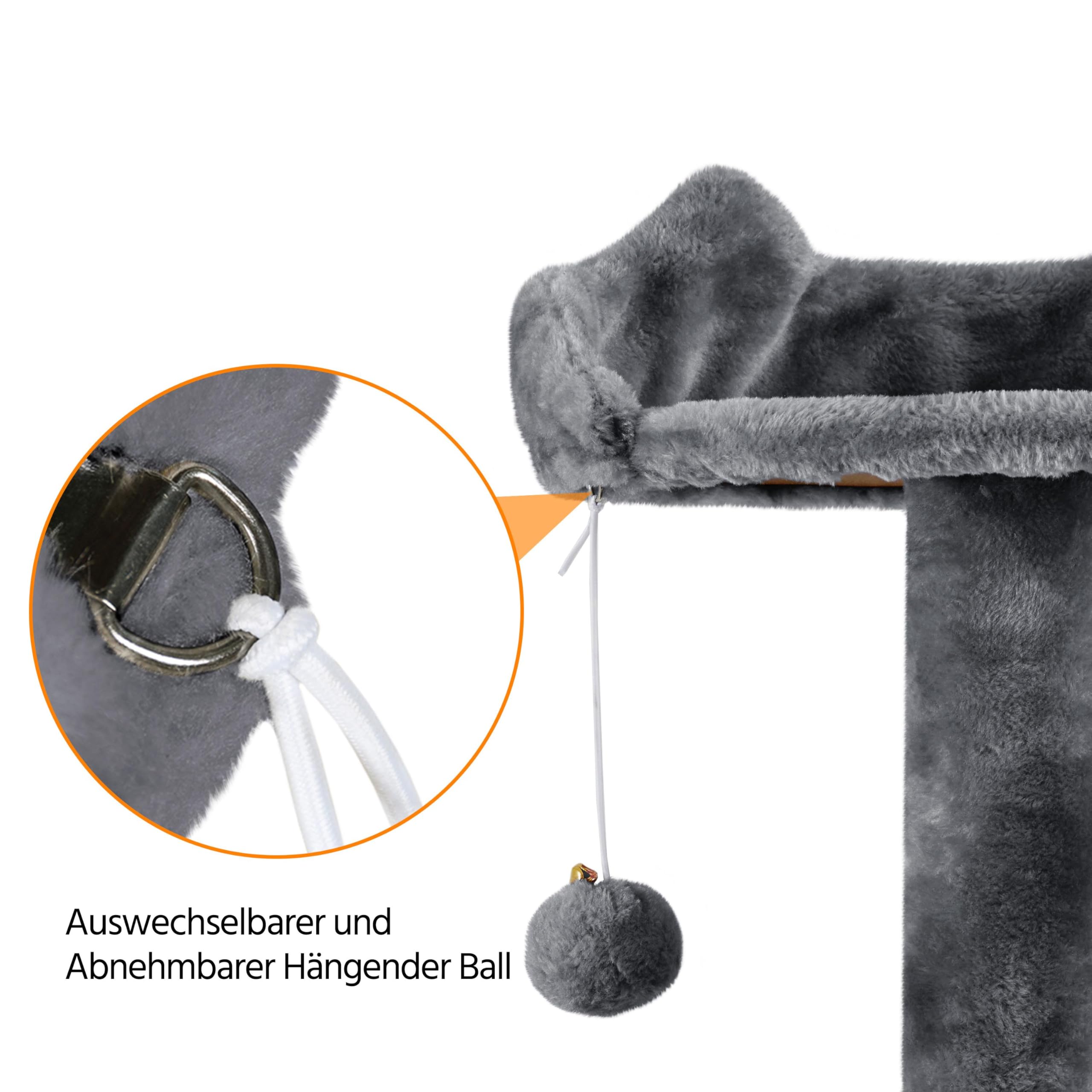 Yaheetech Kratzbaum Groß, 139 cm hoch, Mehrstöckiger Katzenbaum Kletterturm mit 3 Kratzsäulen, 3 Plattformen, 2 Gemütlichen Höhlen, 2 Plüschbällen, Stabiler Aktivitätsbereich für Katzen, Dunkelgrau