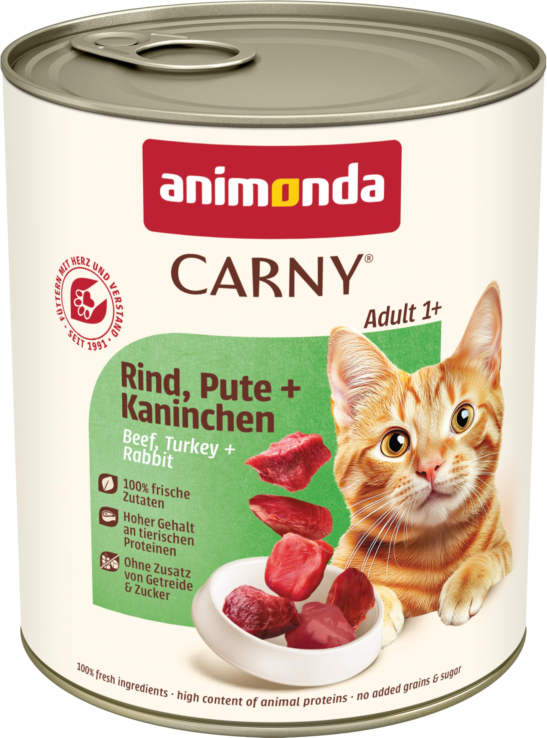 animonda Carny Adult Huhn + Lachs (6 x 400 g), Katzennassfutter für ausgewachsene Katzen, Nassfutter mit 100 % frischen, fleischlichen Zutaten, Katzenfutter ohne Getreide und Zucker