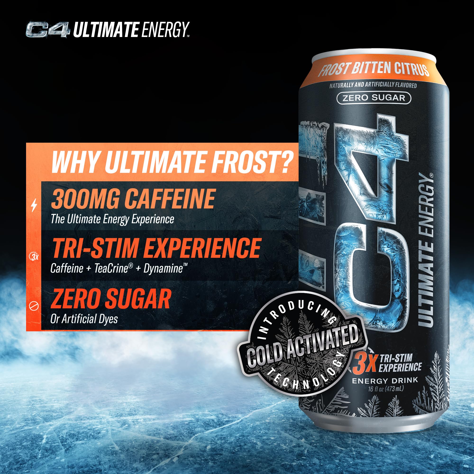 Cellucor C4 Ultimate | Pre Workout Sugar Free Energy Drink | Tri-Stim Experience with 300mg Caffeine + TeaCrine + Dynamine | Fruit Punch | 16oz (Pack of 12)