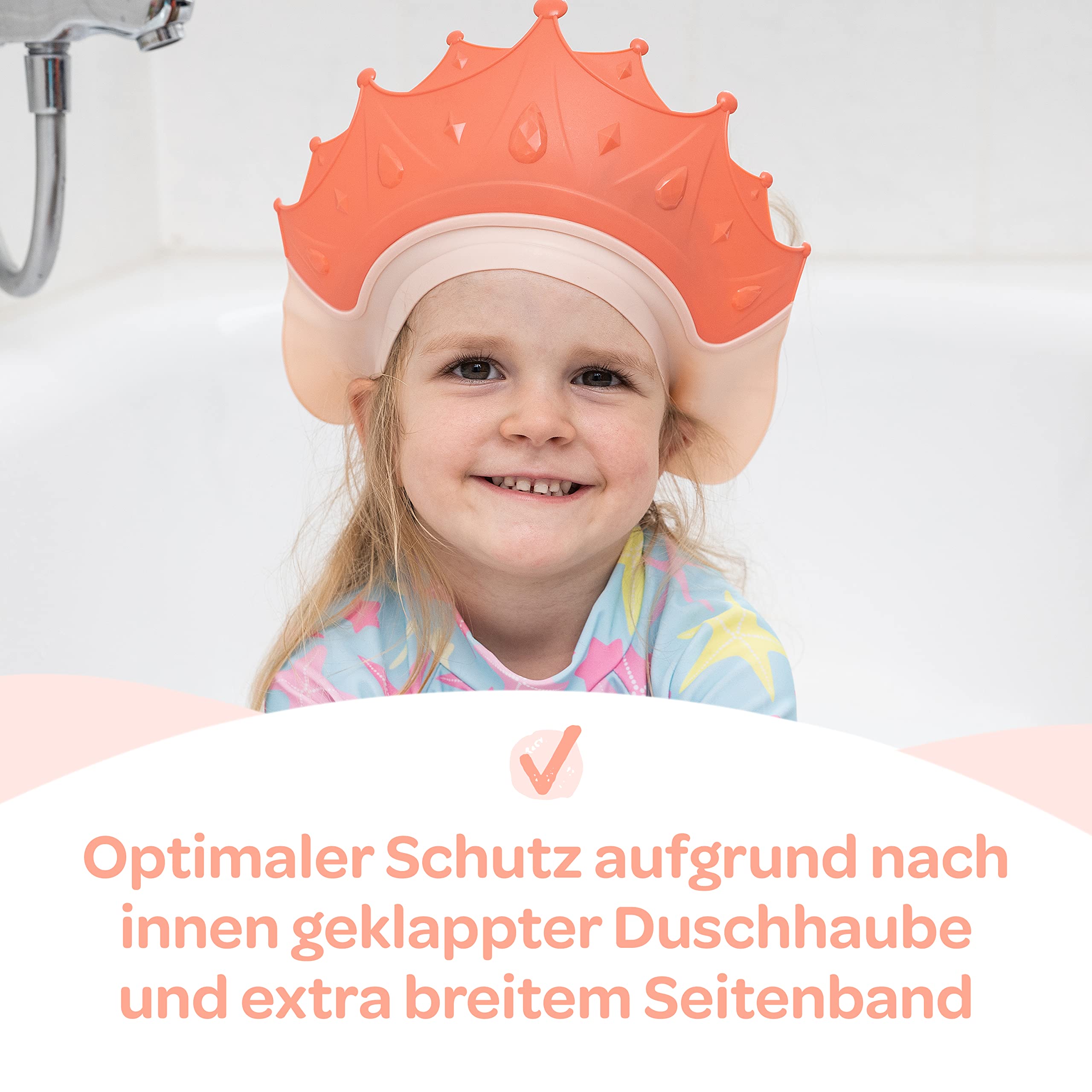 Duschhaube Kinder –- eine Duschhaube für sorgenfreies Haare waschen Kinderschutz (Blau)
