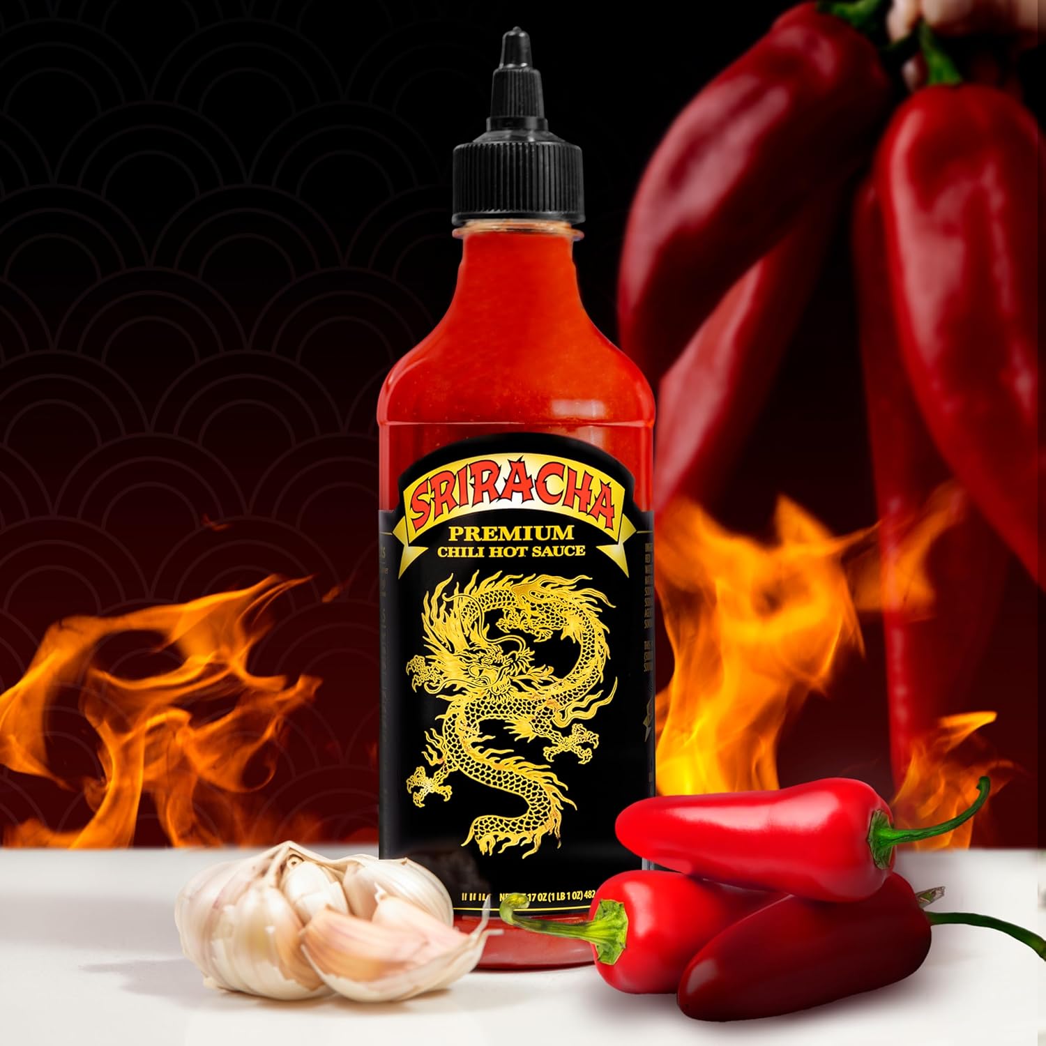 Underwood Ranches Dragon Sriracha Sauce - Hot Sauce for Eggs, Pizza, Mexican Dishes, and More - Holiday Gift for Christmas 17 oz - 2 Pack