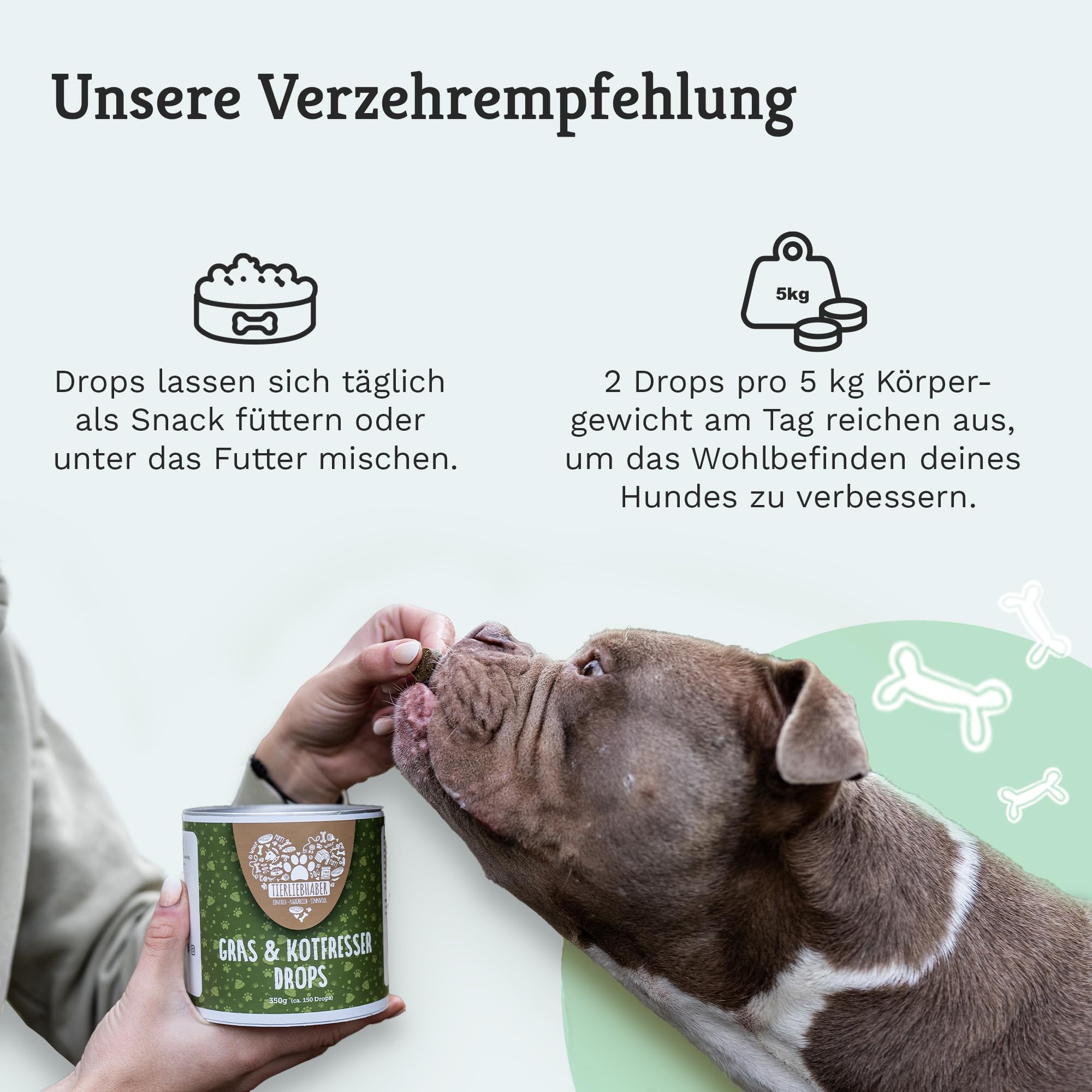 TIERLIEBHABER – Gras- & Kotfresser Drops bei Sodbrennen Hund mit Ulmenrinde für Hunde – Tierärztlich entwickelt – Hund Sodbrennen Drops angereichert mit Moor und Fenchel – 350 g mit ca. 160 Drops