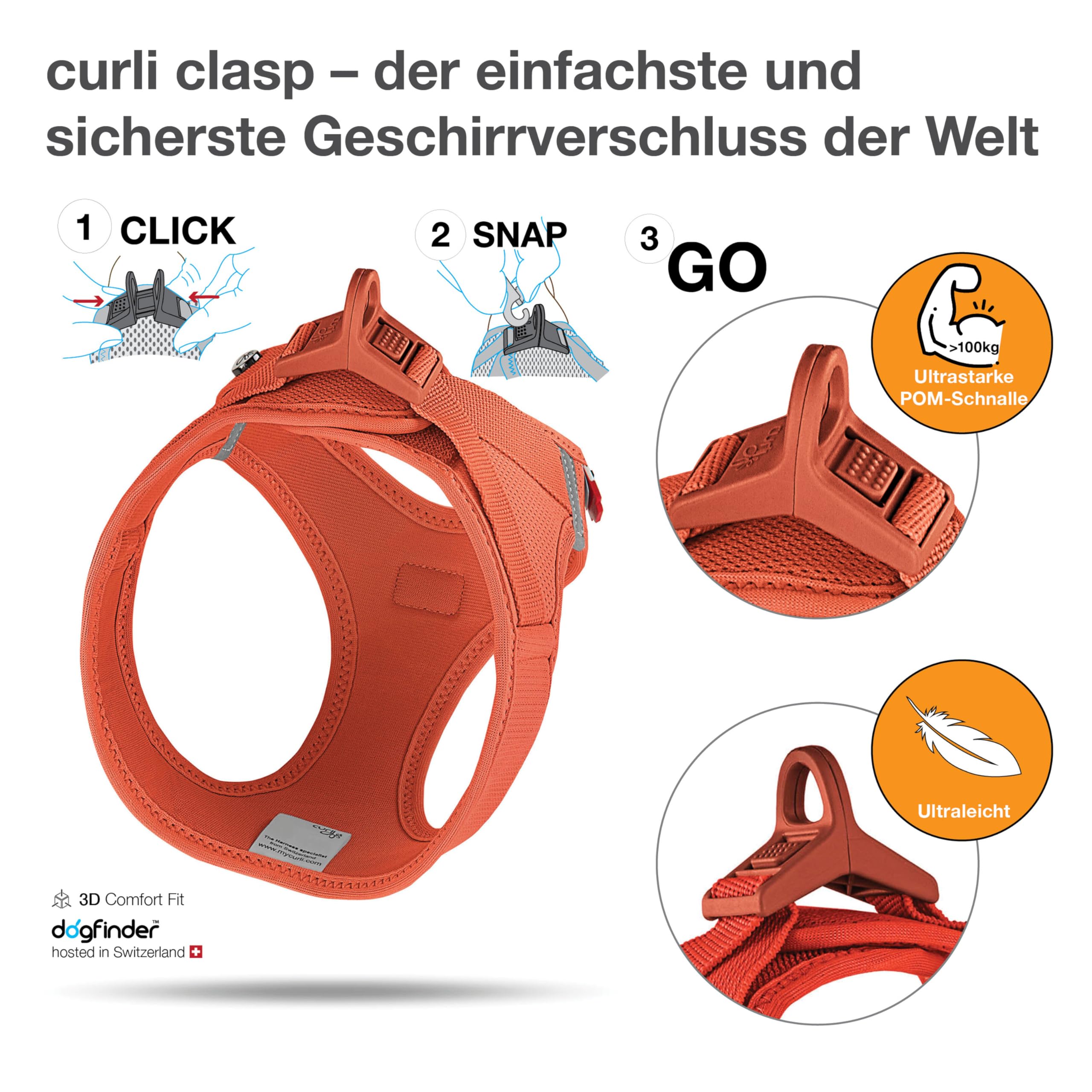 Vest Harness curli Clasp Air-Mesh Black S