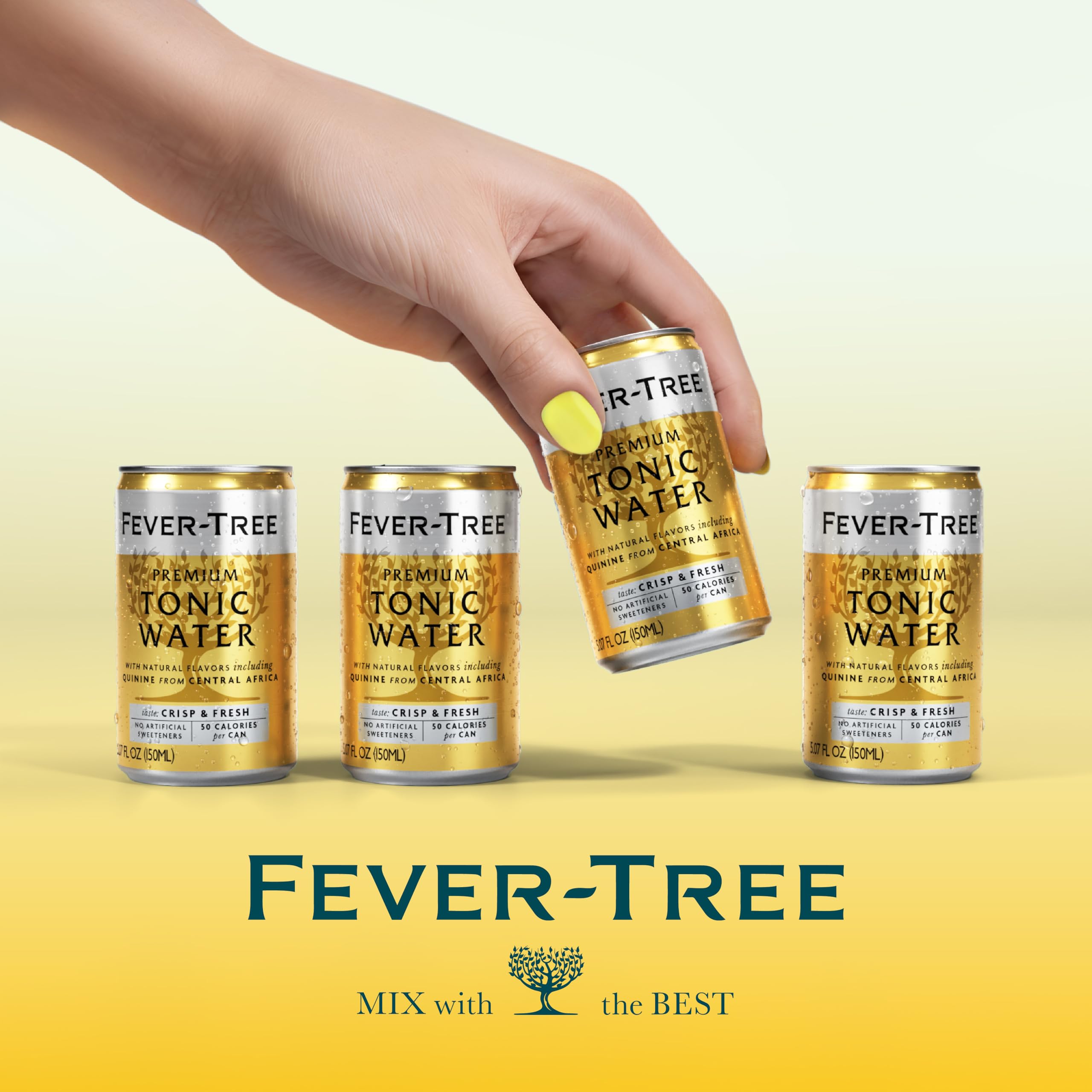Fever Tree Tonic Water - Premium Quality Mixer - Refreshing Beverage for Cocktails & Mocktails. Naturally Sourced Ingredients, No Artificial Sweeteners or Colors - 150 ML Cans - Pack of 24