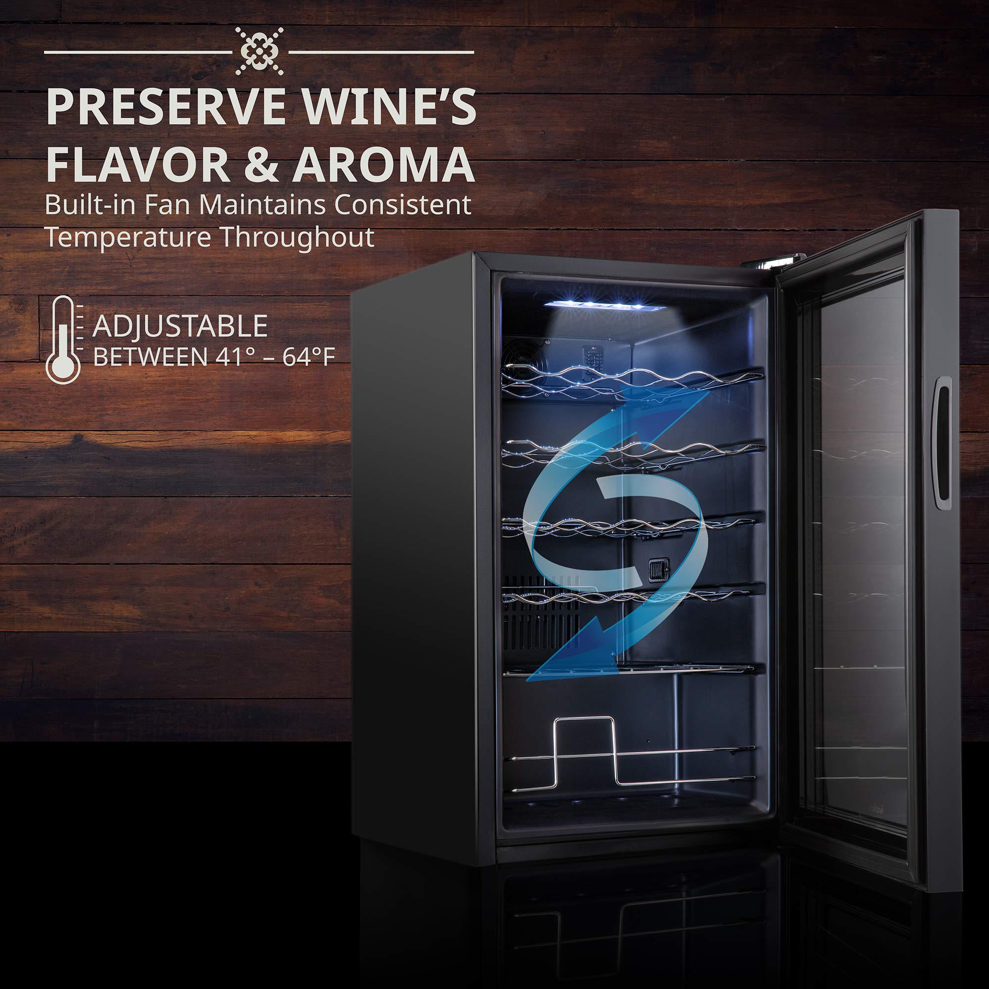 Ivation 24 Bottle Compressor Wine Cooler Refrigerator w/Lock | Large Freestanding Wine Cellar For Red, White, Champagne or Sparkling Wine | 41f-64f Digital Temperature Control Fridge Stainless Steel