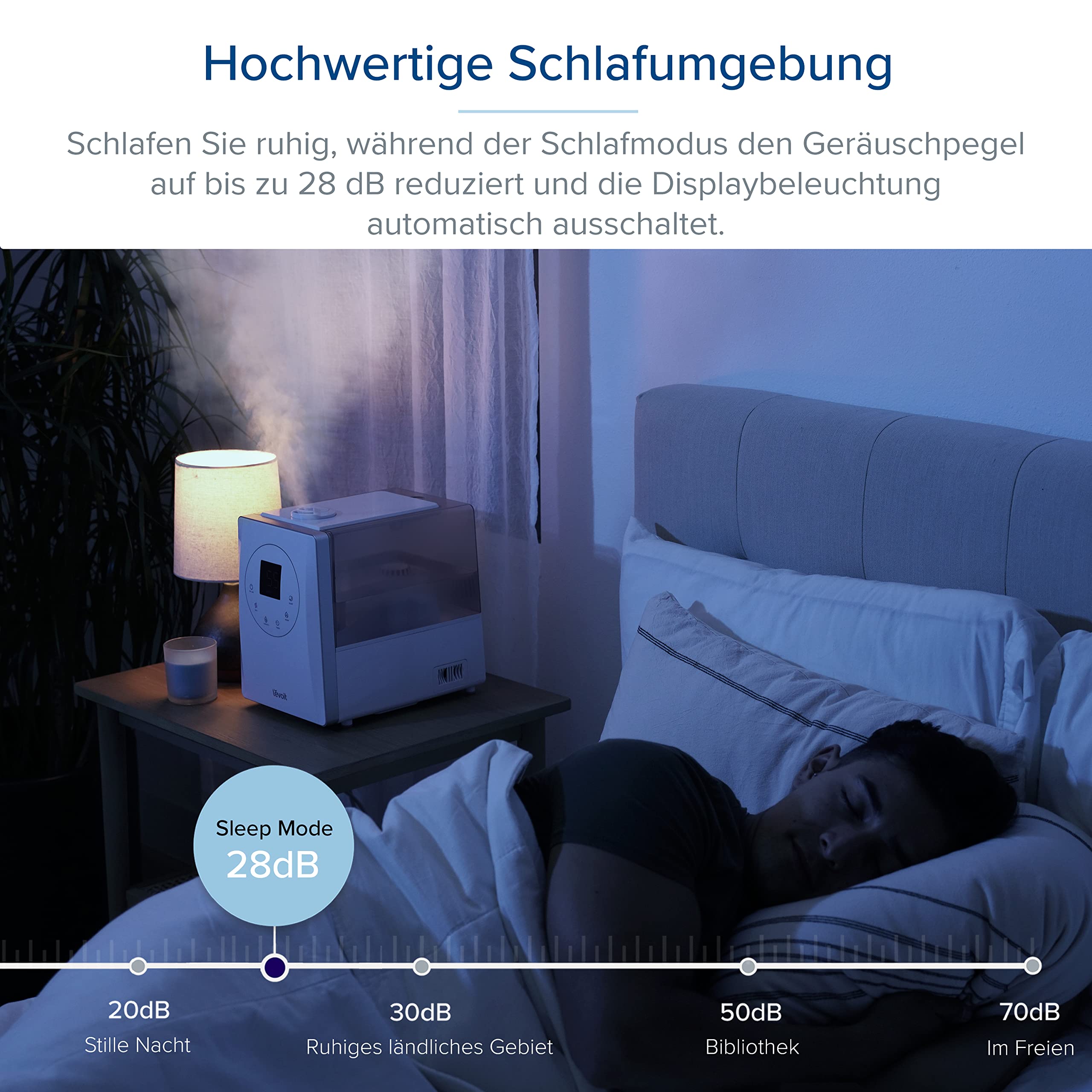 Levoit Luftbefeuchter Schlafzimmer, 23dB leise Humidifier, Top-Fill für Baby, bis 25H, Raumbefeuchter mit 360 grad Drehdüse für Kinderzimmer, Pflanzen, Auto Shut-off, 2,5 L, Weiß
