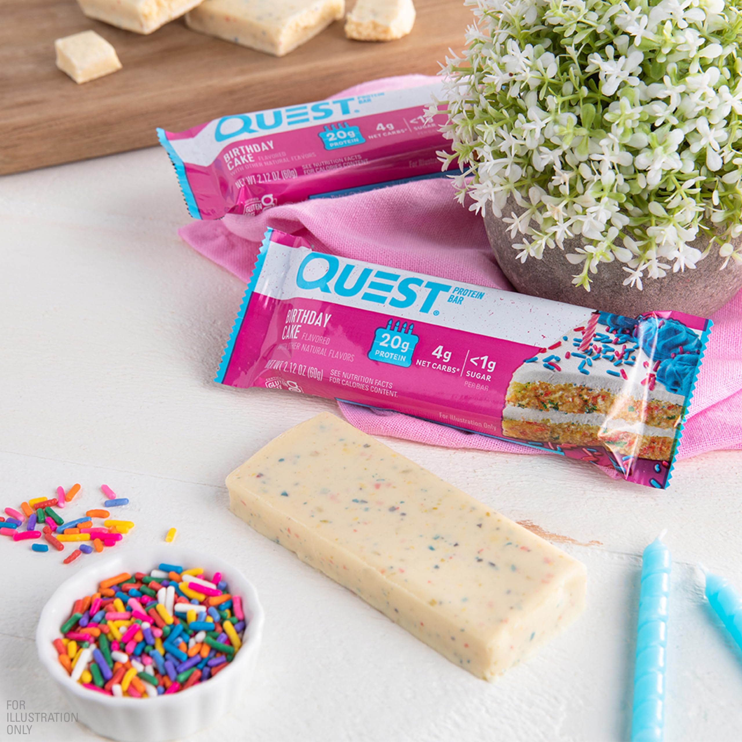 Quest Nutrition Chocolate Chip Dough Cookie Protein Bars, 21g Protein, 1g Sugar, 4g Net Carbs, High Fiber, Gluten Free, Keto-Friendly, 12 Count