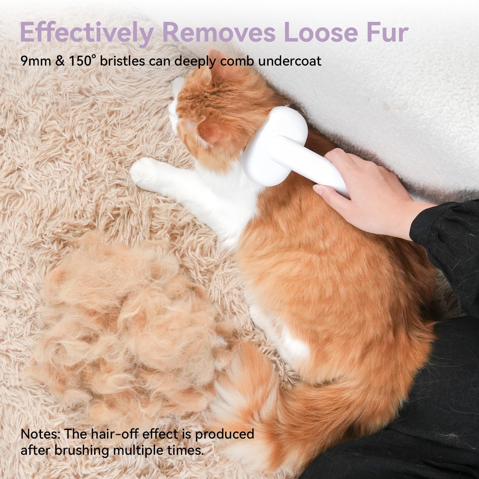 aumuca Katzenbürste für Langhaar und Kurzhaar, Haarentfernung mit Einem Klick, Hautfreundliche Katzenhaarbürste, Fellbürste für Katze und Hund zum Entfernen von losem Fell und zur Massage