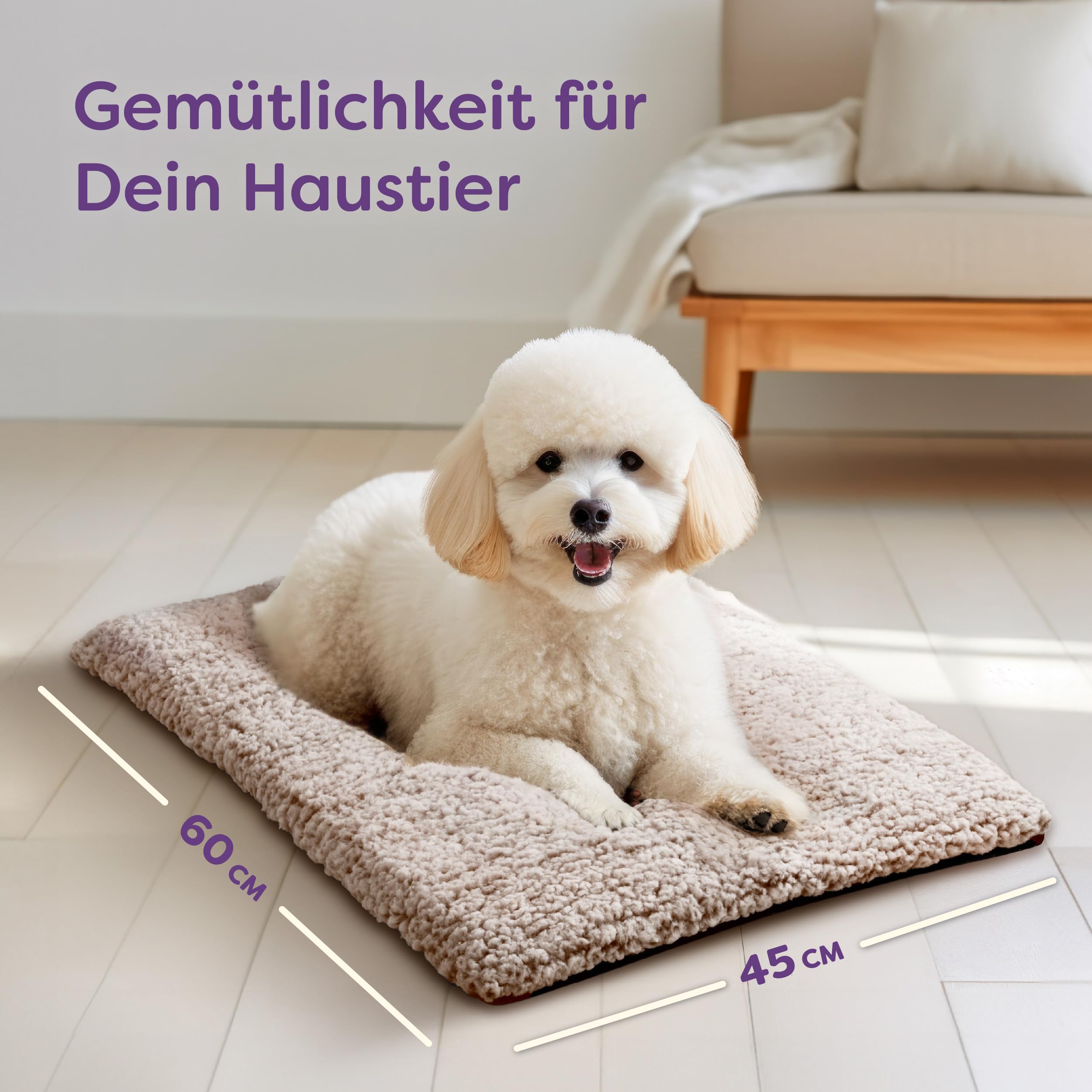 Knupis Selbstheizende Decke für Katzen Grau 60x45cm – Weich & kuschelige Katzendecke – Waschbarer Bezug – Mit Rutschfester Unterseite – Heizdecke für Katzen – Wärmekissen Katze – Grau