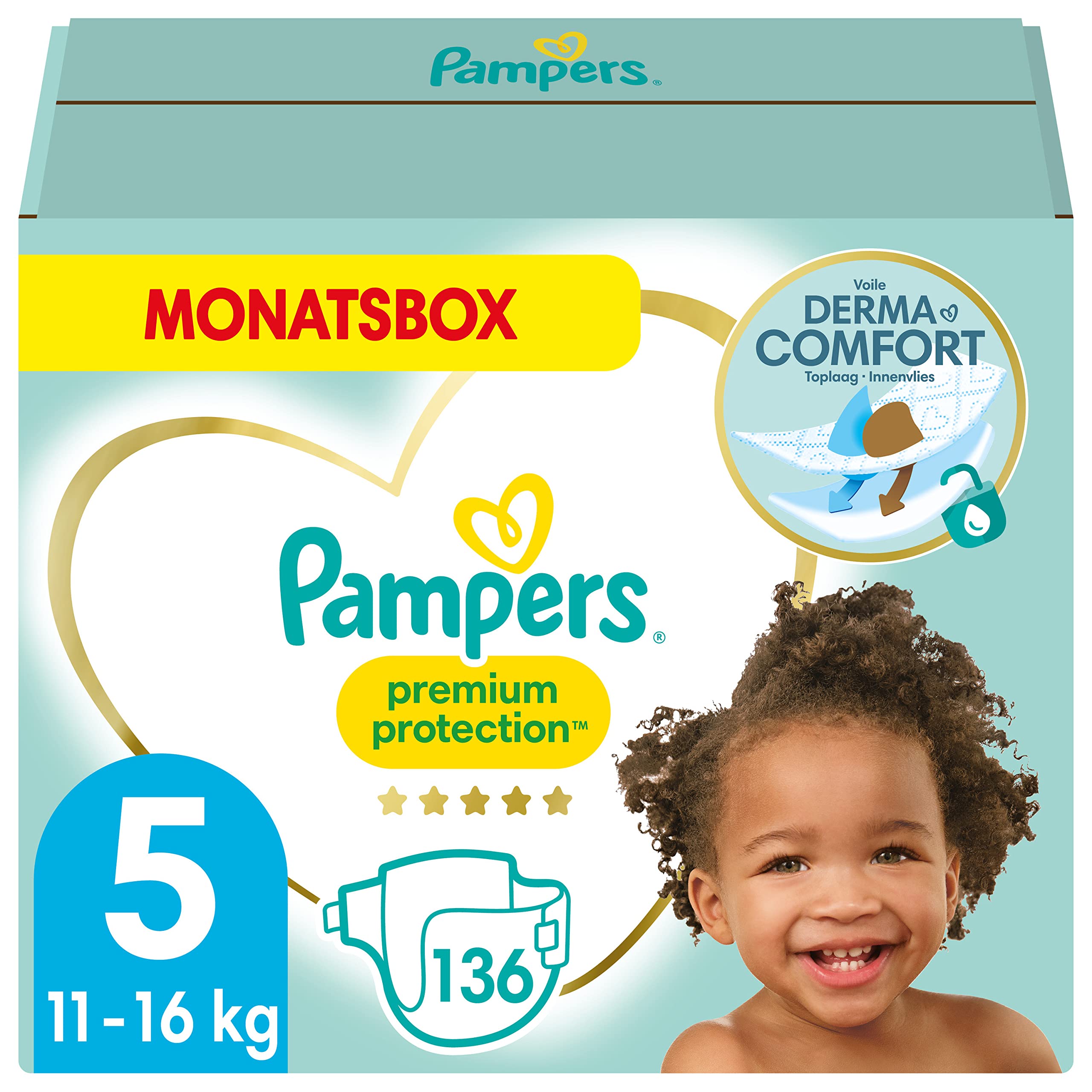 Pampers Premium Protection Größe 4, 186 Windeln, 9kg-14kg, unser Nr. 1 Haut- und Auslaufschutz