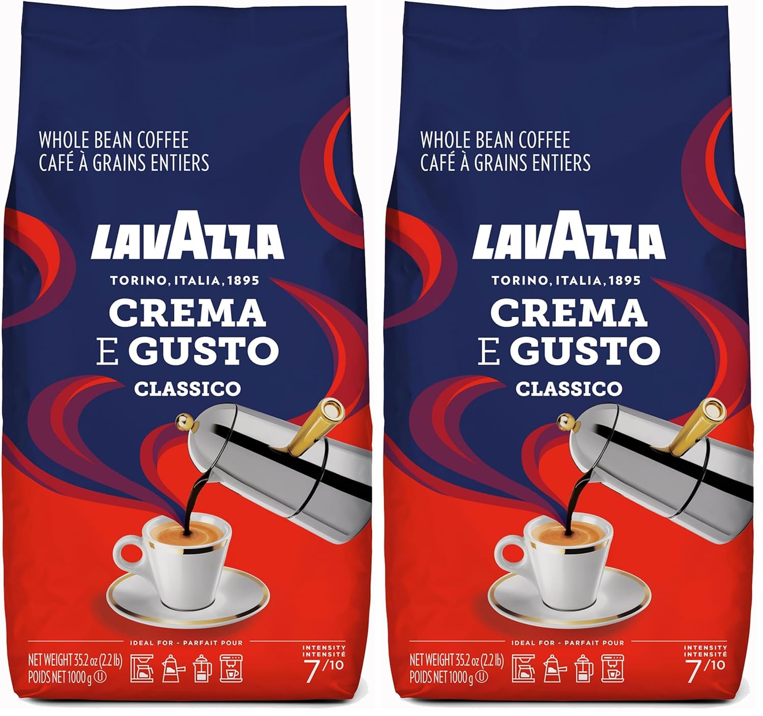 Lavazza, Crema e Aroma, Arabica und Robusta Kaffeebohnen, Ideal für Espressomaschinen, mit Schokoladigen Aromen, Reicher und Vollmundiger Geschmack, Intensität 8/10, Mittlere Röstung, 1 kg Packung