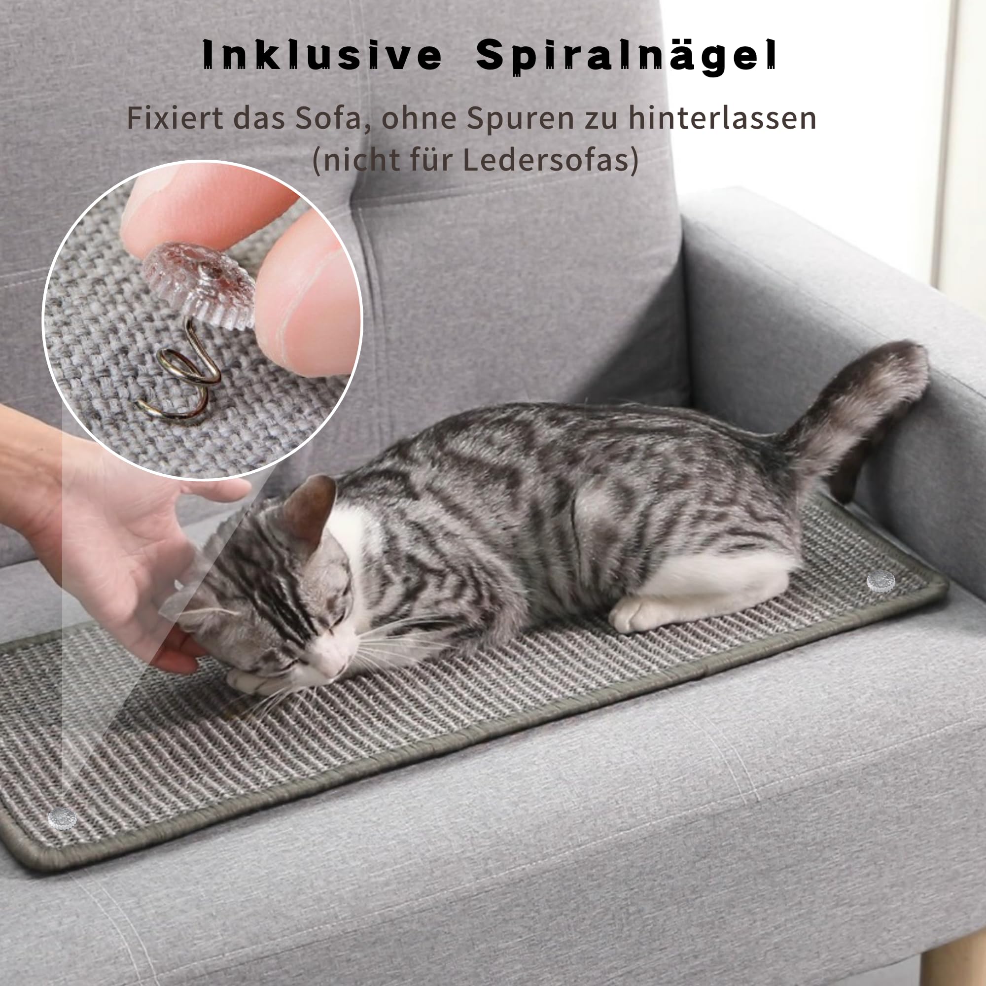 2 Stück Kratzmatte aus Sisal, Kratzmatte für Katzen, mit Klebeband, Katzenkratzmatte, Teppich zum Schutz der Wand, 60 × 25 cm (Braun)