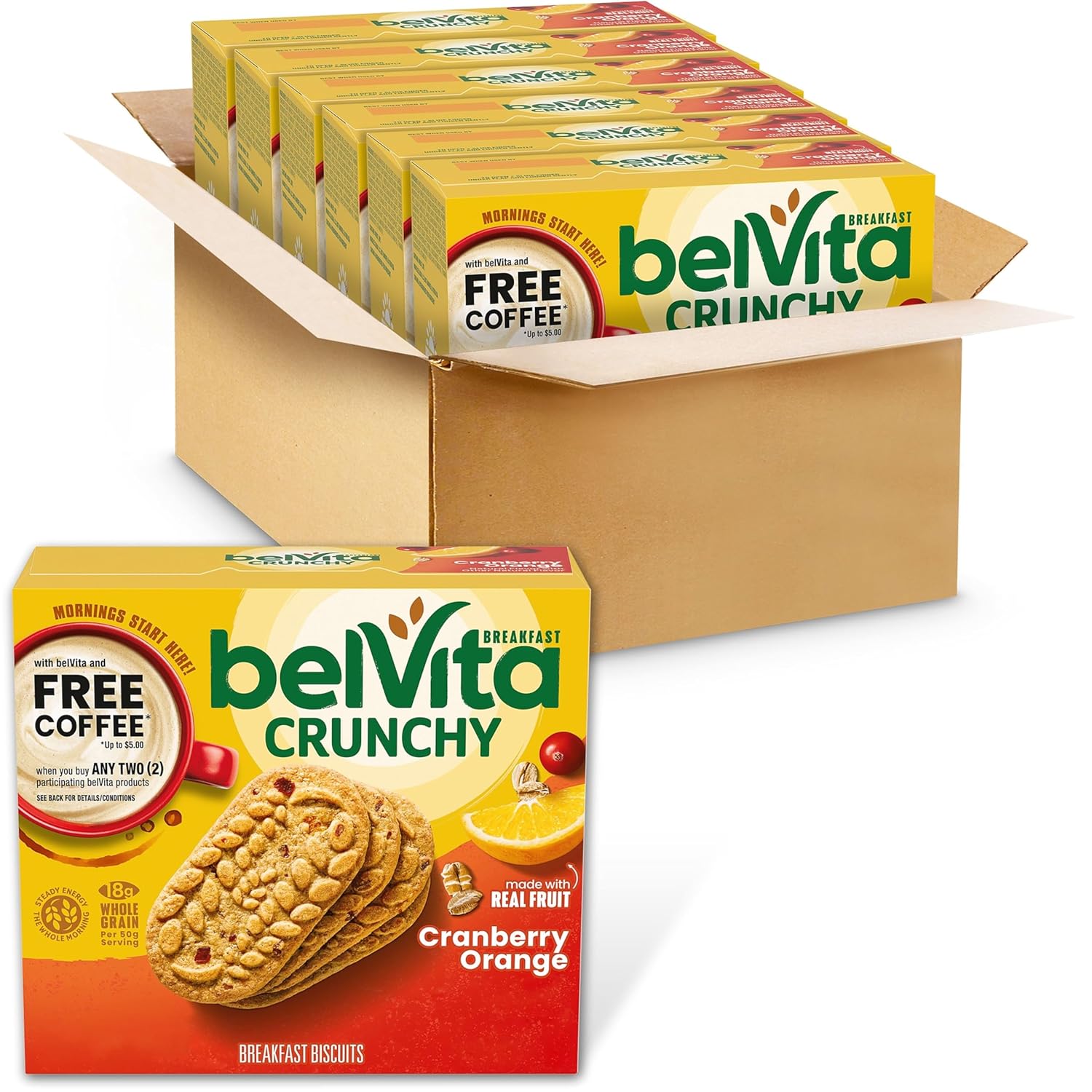 belVita Breakfast Bars Biscuits Variety Pack, 4 Flavors, 30 Total Packs, 6 Boxes (4 Biscuits Per Pack)