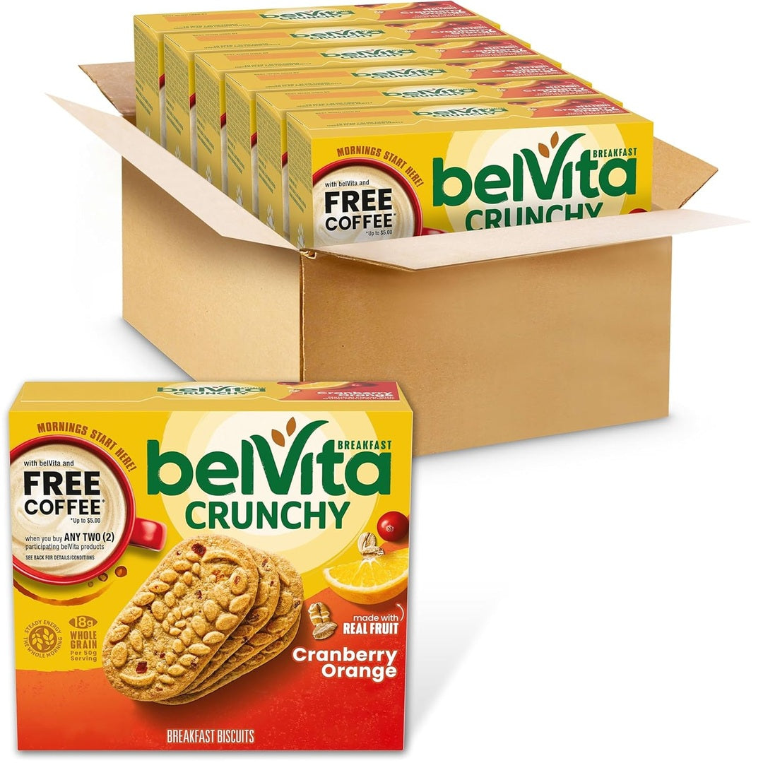 belVita Breakfast Biscuits, Cranberry Orange, 30 Total Packs, 6 Boxes (4 Biscuits Per Pack)