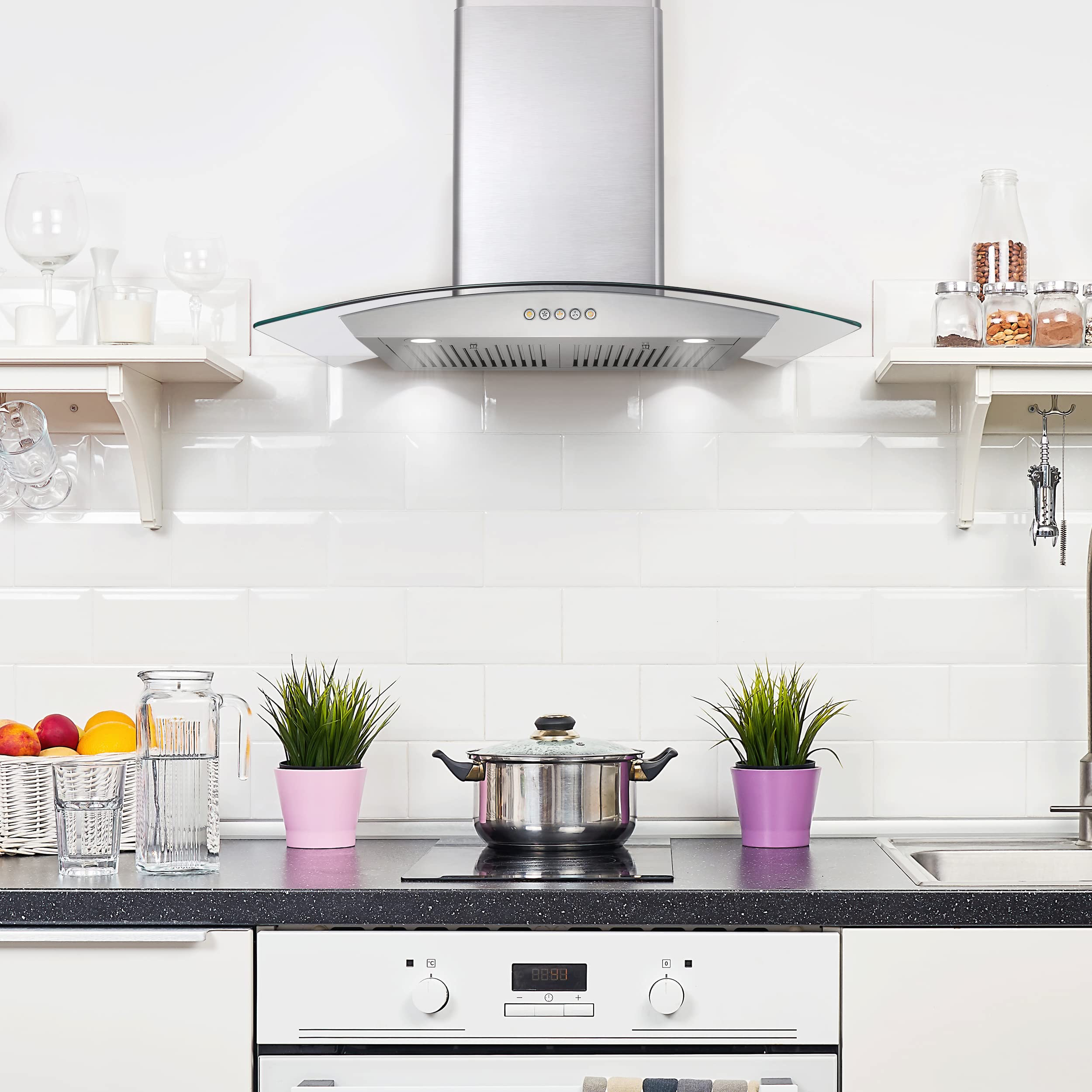 COSMO COS-668AS750 30 in. Vista Collection 380 CFM Ducted Wall Mount Range Hood, Touch Controls, LED Lights, Stainless Steel
