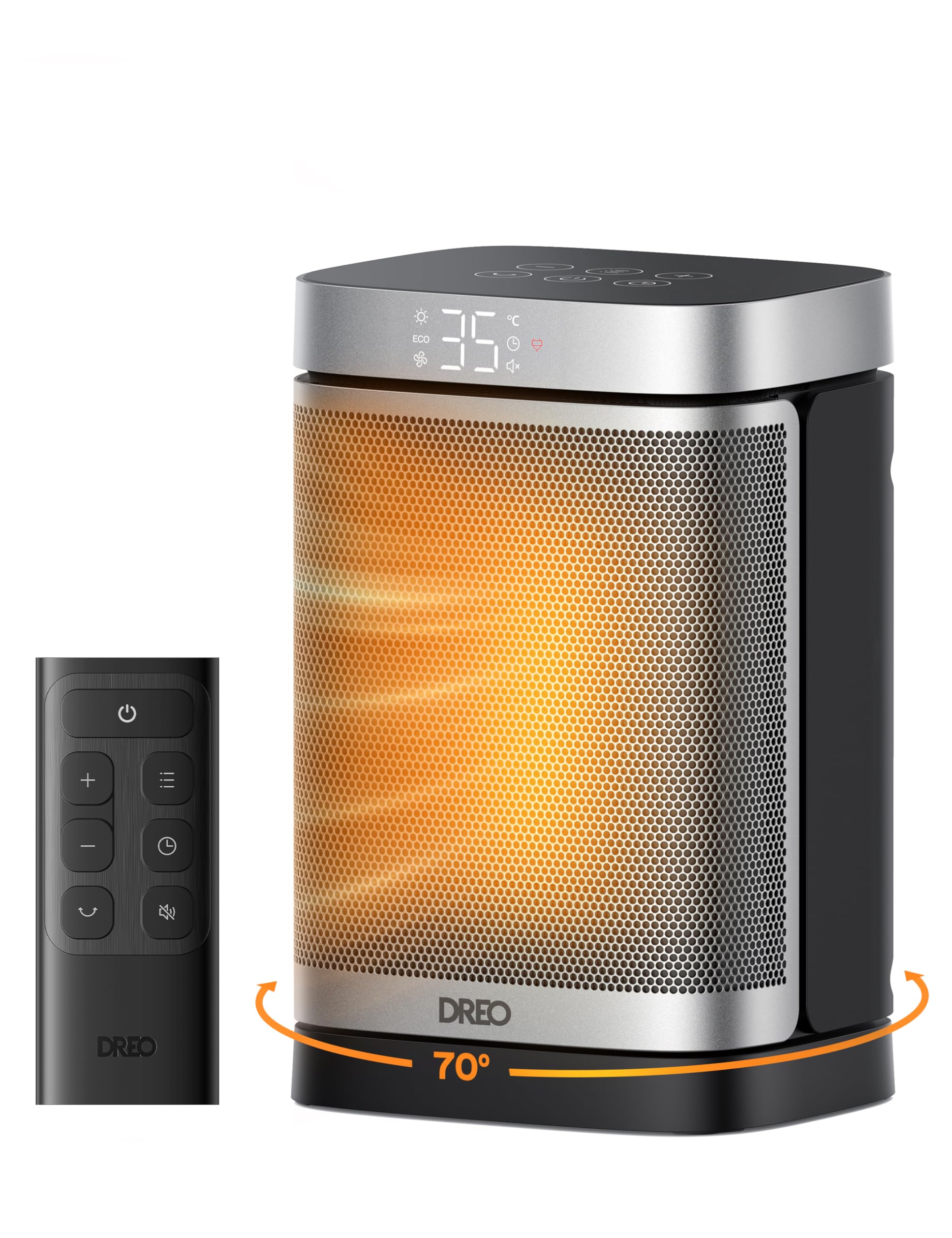 Dreo Heizlüfter Energiesparend Klein, 1500W Heizung Elektrisch mit Thermostat, 70° Oszillierend Elektroheizung, PTC Keramik Heizlüfter Leise, ECO-Modus, 12-Std-Timer, Überhitzungs- & Kippschutz
