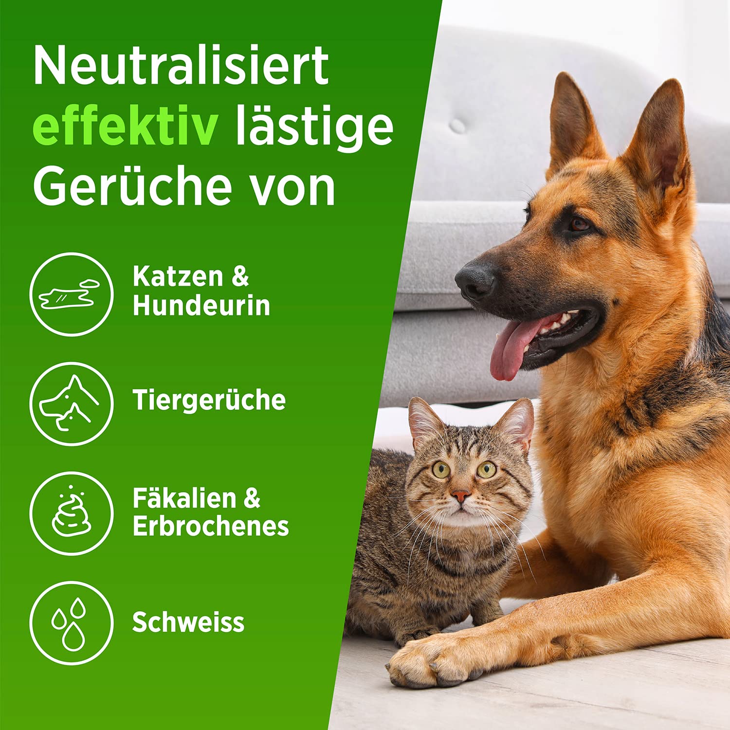 Enzymreiniger Konzentrat 1030ml XXL SET inkl. Mischflasche - STARKER GERUCHSENTFERNER - Ergibt bis zu 40L Geruchsneutralisierer - Beseitigt Hundeurin, Katzenurin Geruch tiefgreifend uvm. I Made in DE